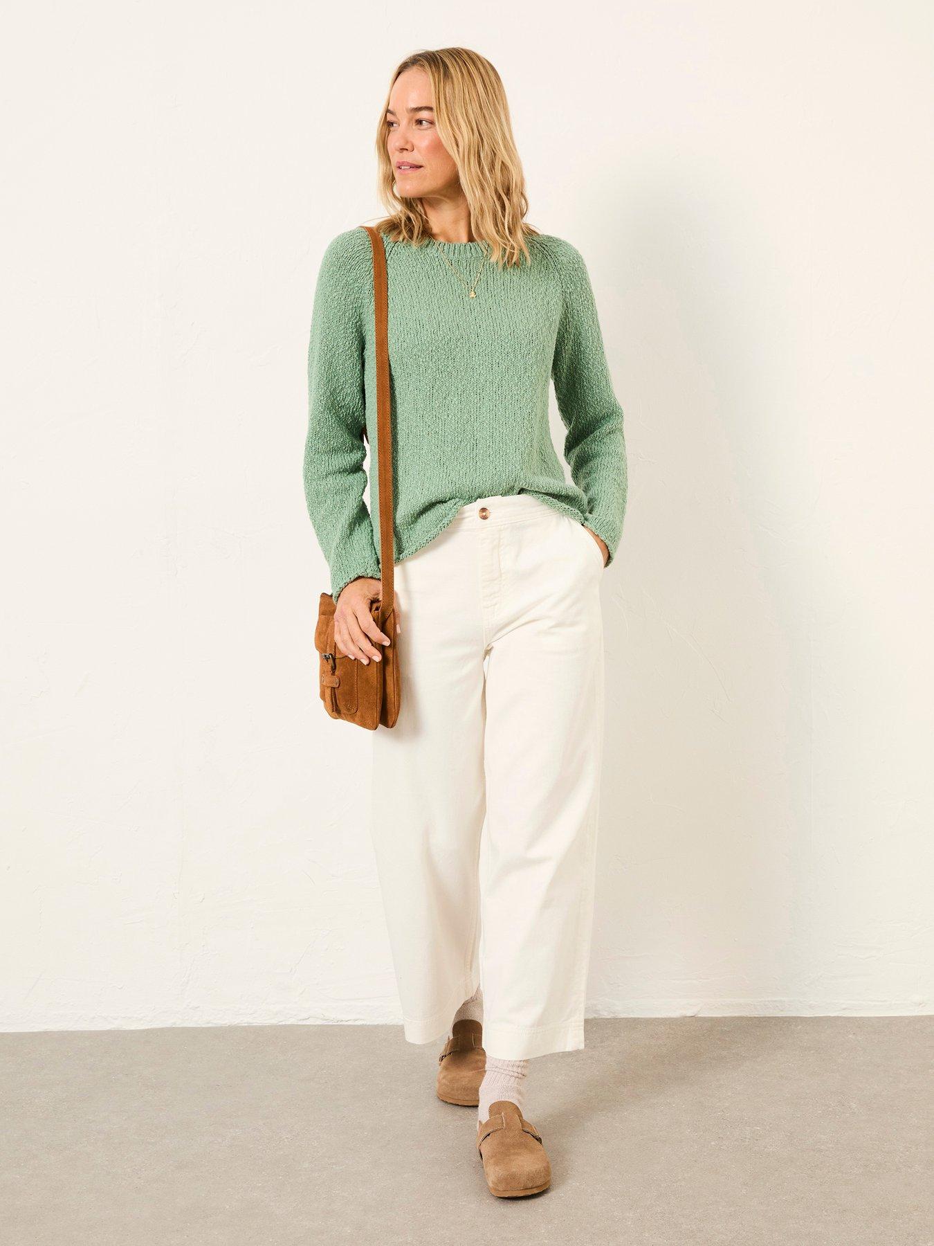 Image 3 of 5 of FatFace Sophia Knitted Slub Jumper - Green