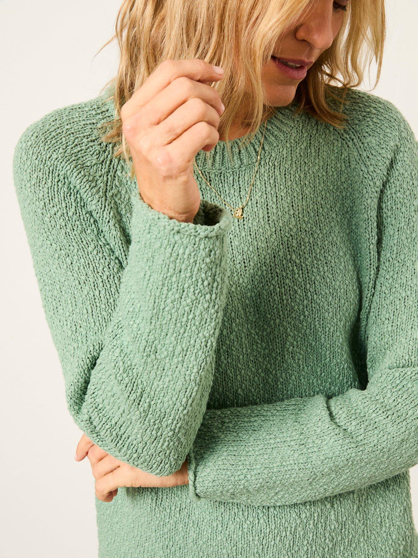 Image 4 of 5 of FatFace Sophia Knitted Slub Jumper - Green