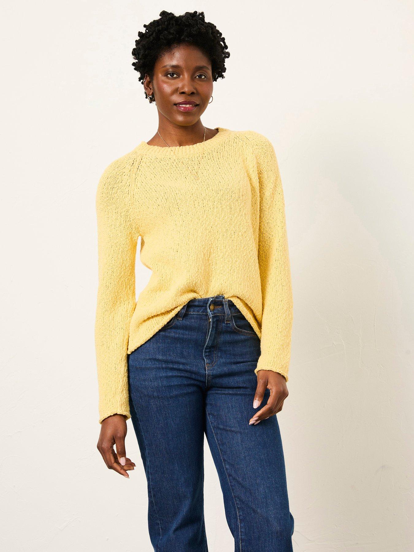 FatFace Sophia Knitted Slub Jumper - Yellow