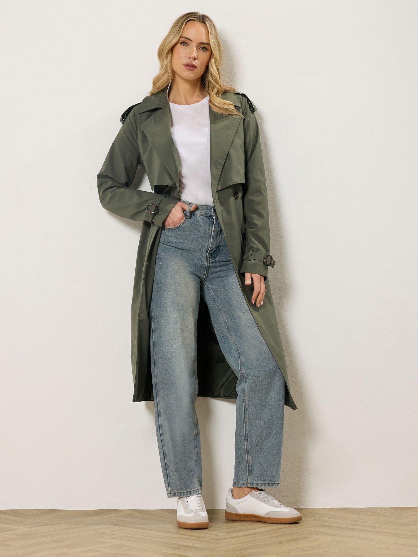 Image 1 of 5 of Long Tall Sally Tall Trench Coat - Khaki Green
