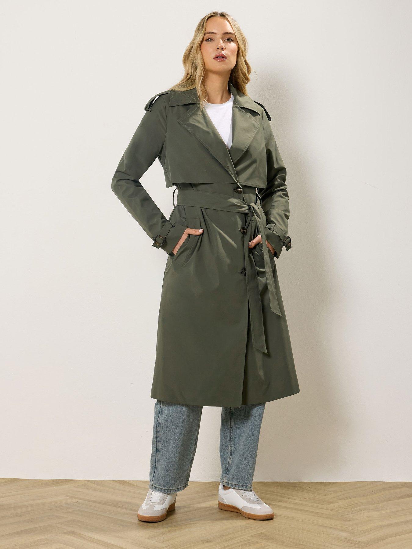 Image 3 of 5 of Long Tall Sally Tall Trench Coat - Khaki Green