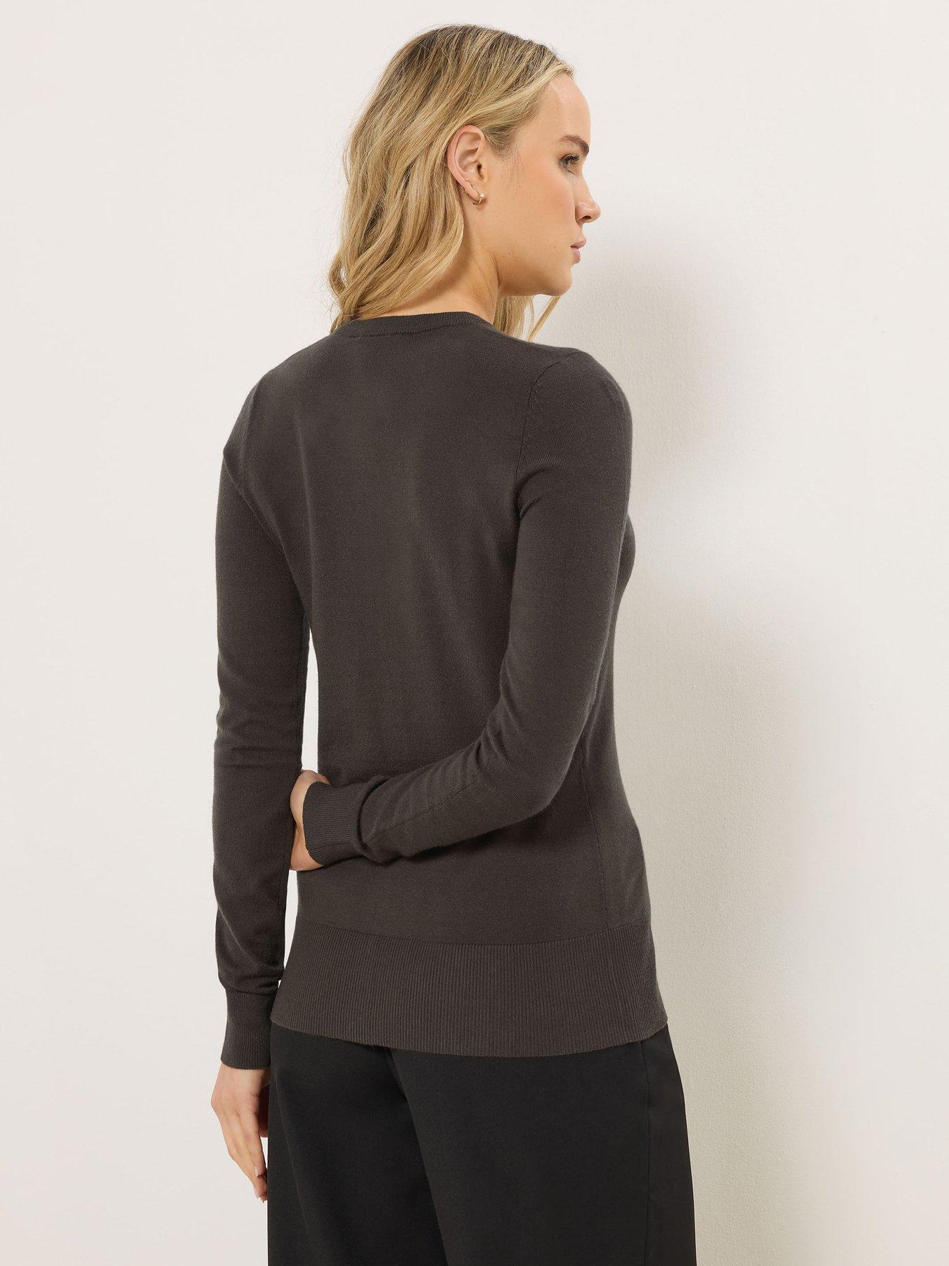 Image 2 of 5 of Long Tall Sally Crew Neck Cardigan - Brown