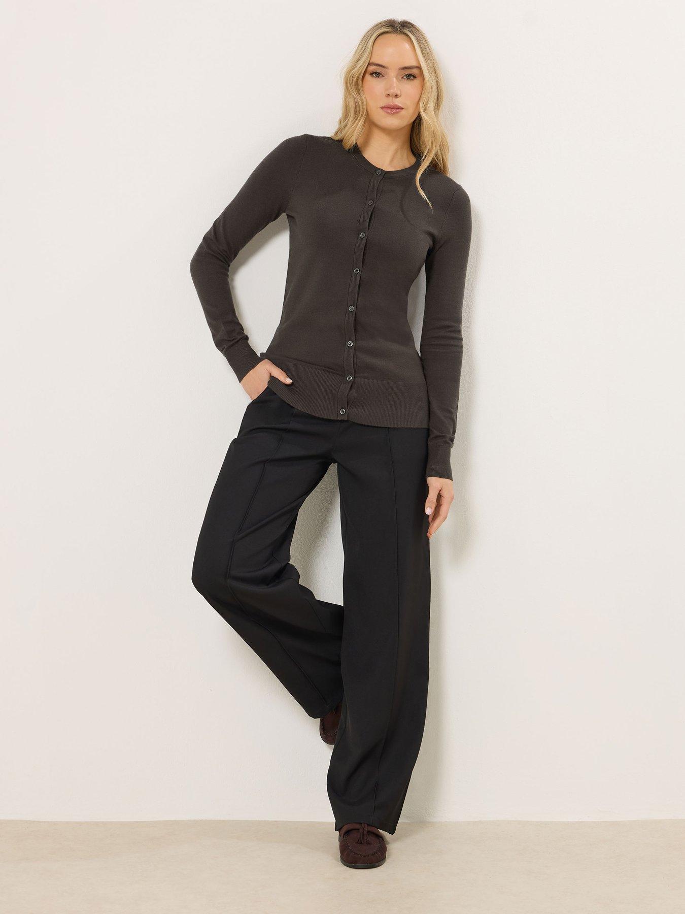 Image 3 of 5 of Long Tall Sally Crew Neck Cardigan - Brown