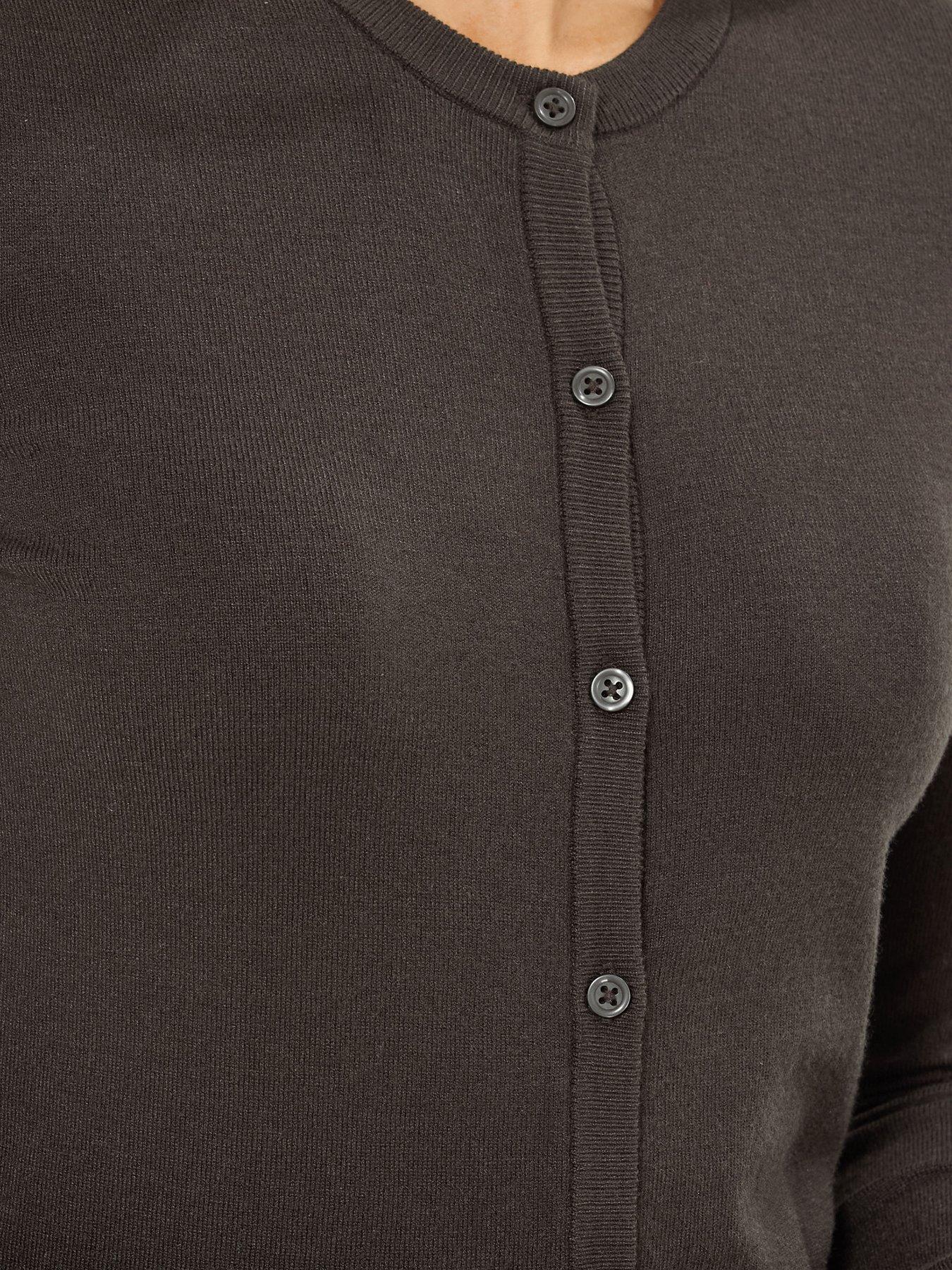 Image 4 of 5 of Long Tall Sally Crew Neck Cardigan - Brown