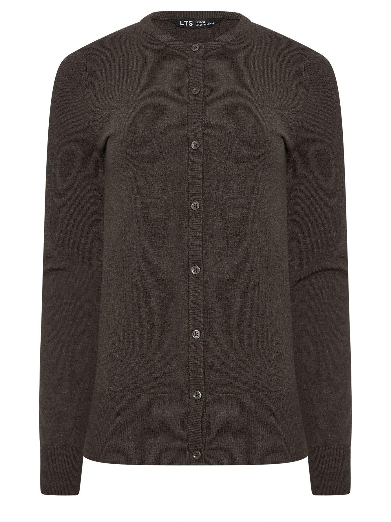 Image 5 of 5 of Long Tall Sally Crew Neck Cardigan - Brown
