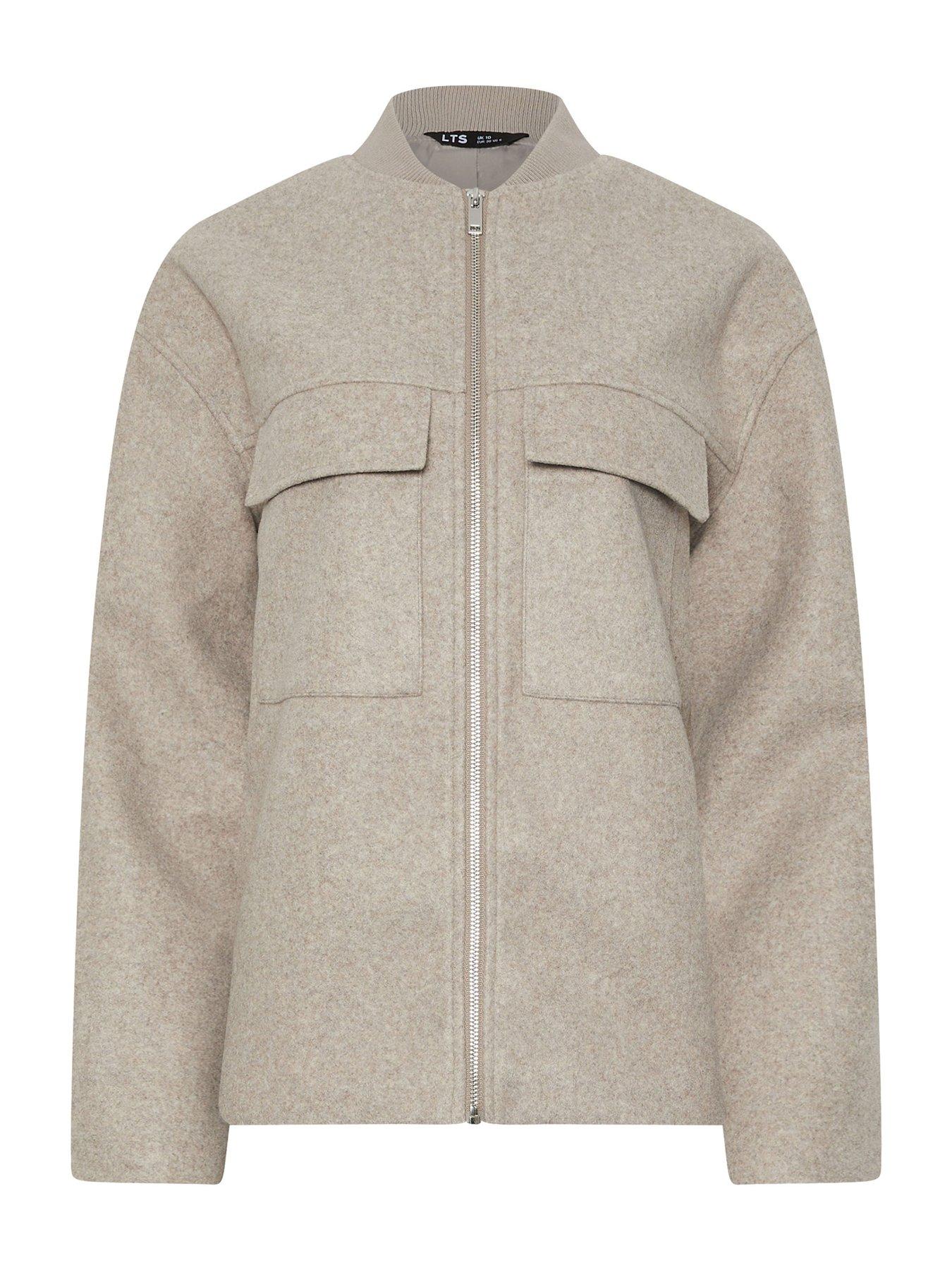 Image 6 of 6 of Long Tall Sally Cosy Brushed Bomber Jacket - Cream
