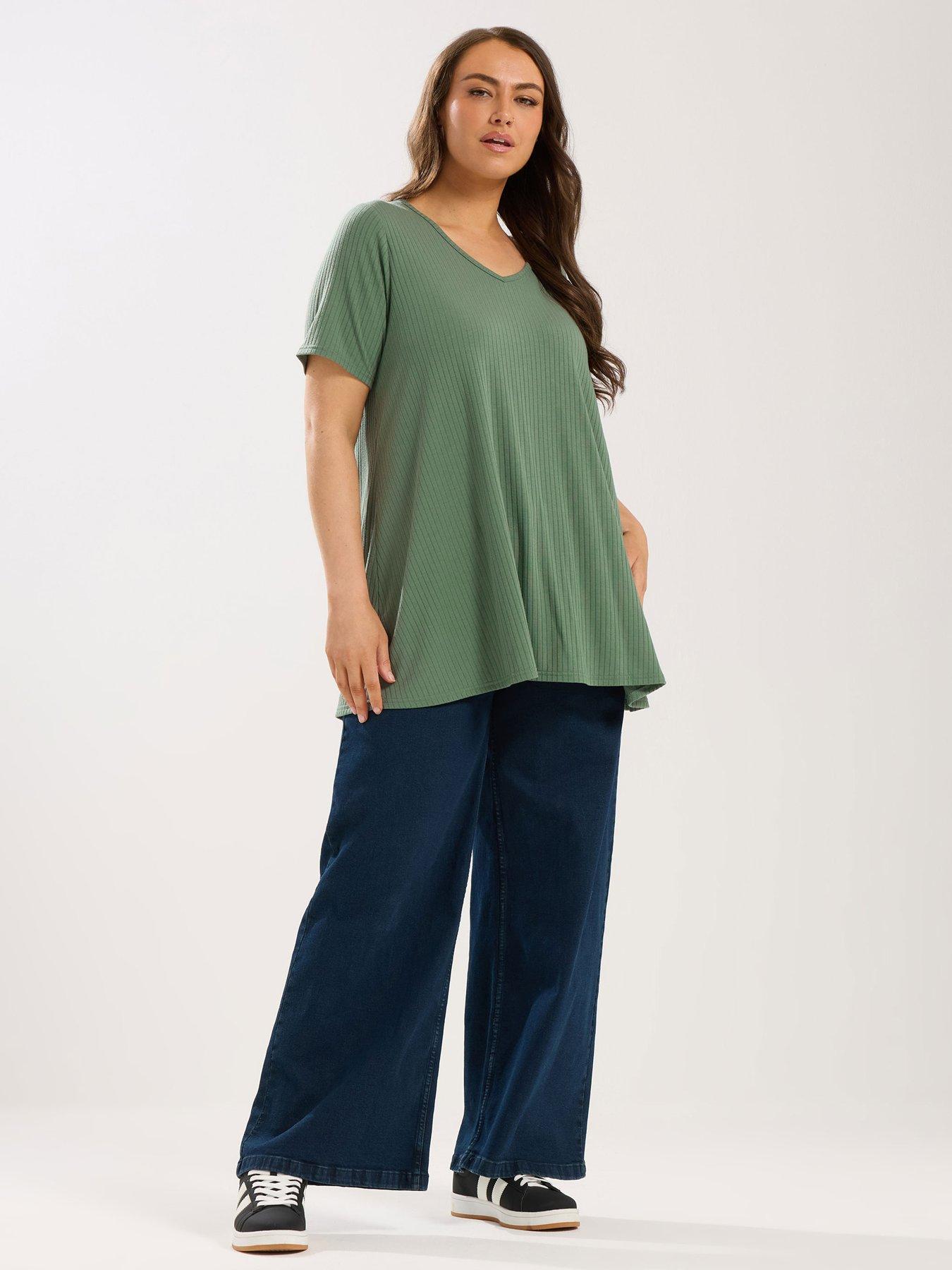 Image 3 of 5 of Yours Curve V Neck Rib Swing Top