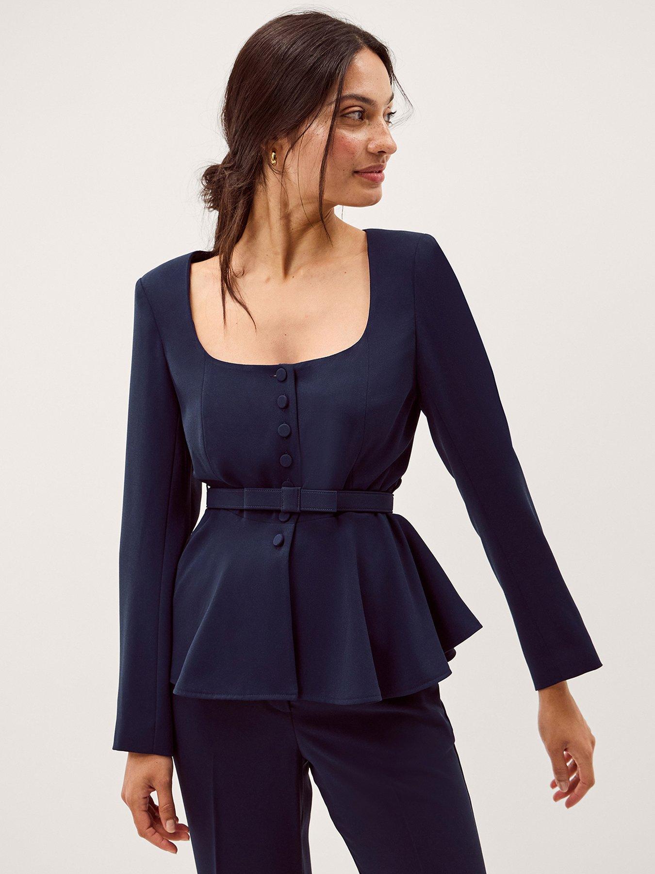 Image 1 of 5 of Monsoon Erin Peplum Jacket - Navy