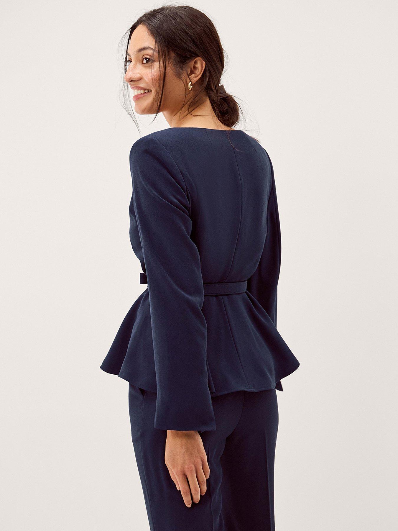 Image 2 of 5 of Monsoon Erin Peplum Jacket - Navy