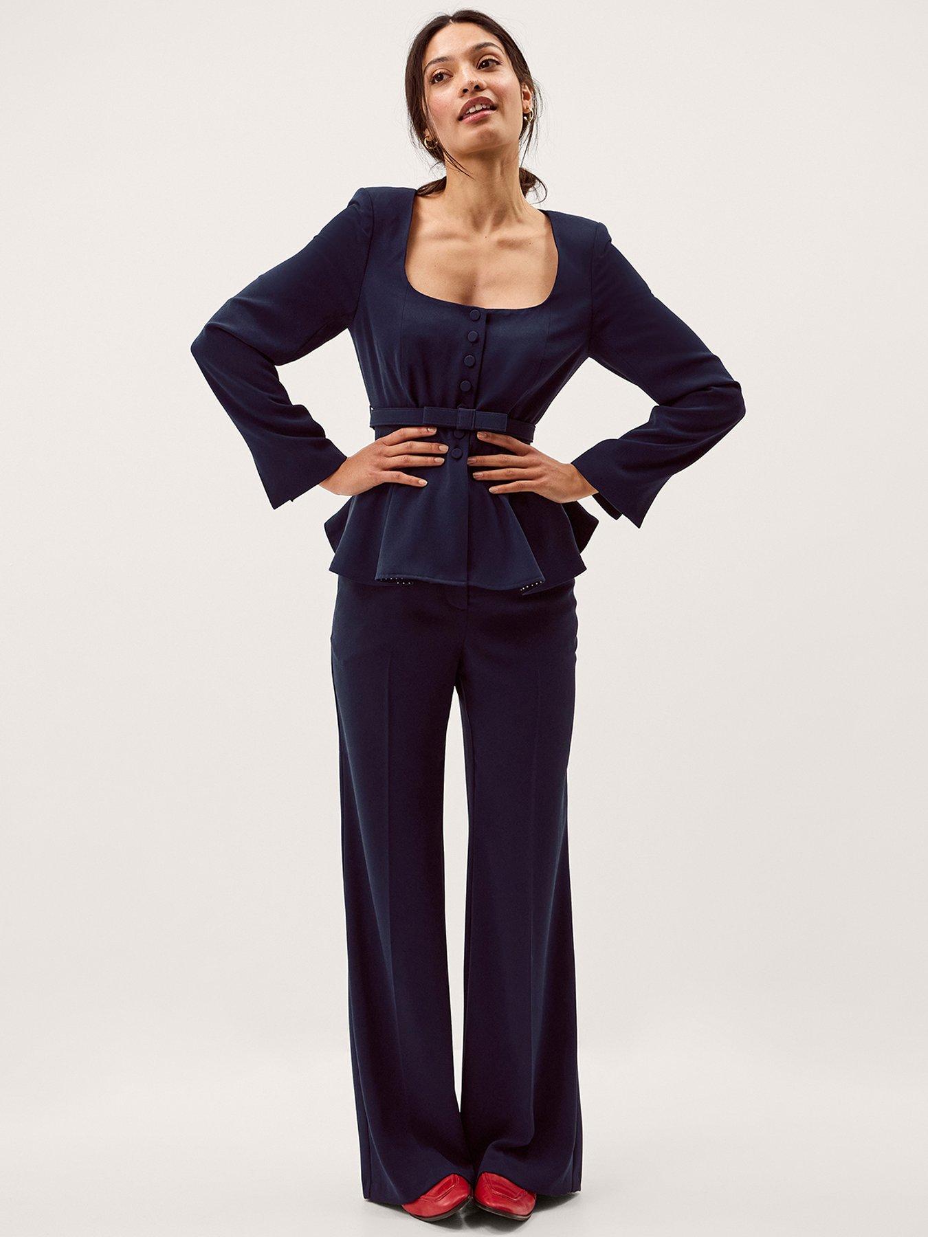 Image 3 of 5 of Monsoon Erin Peplum Jacket - Navy