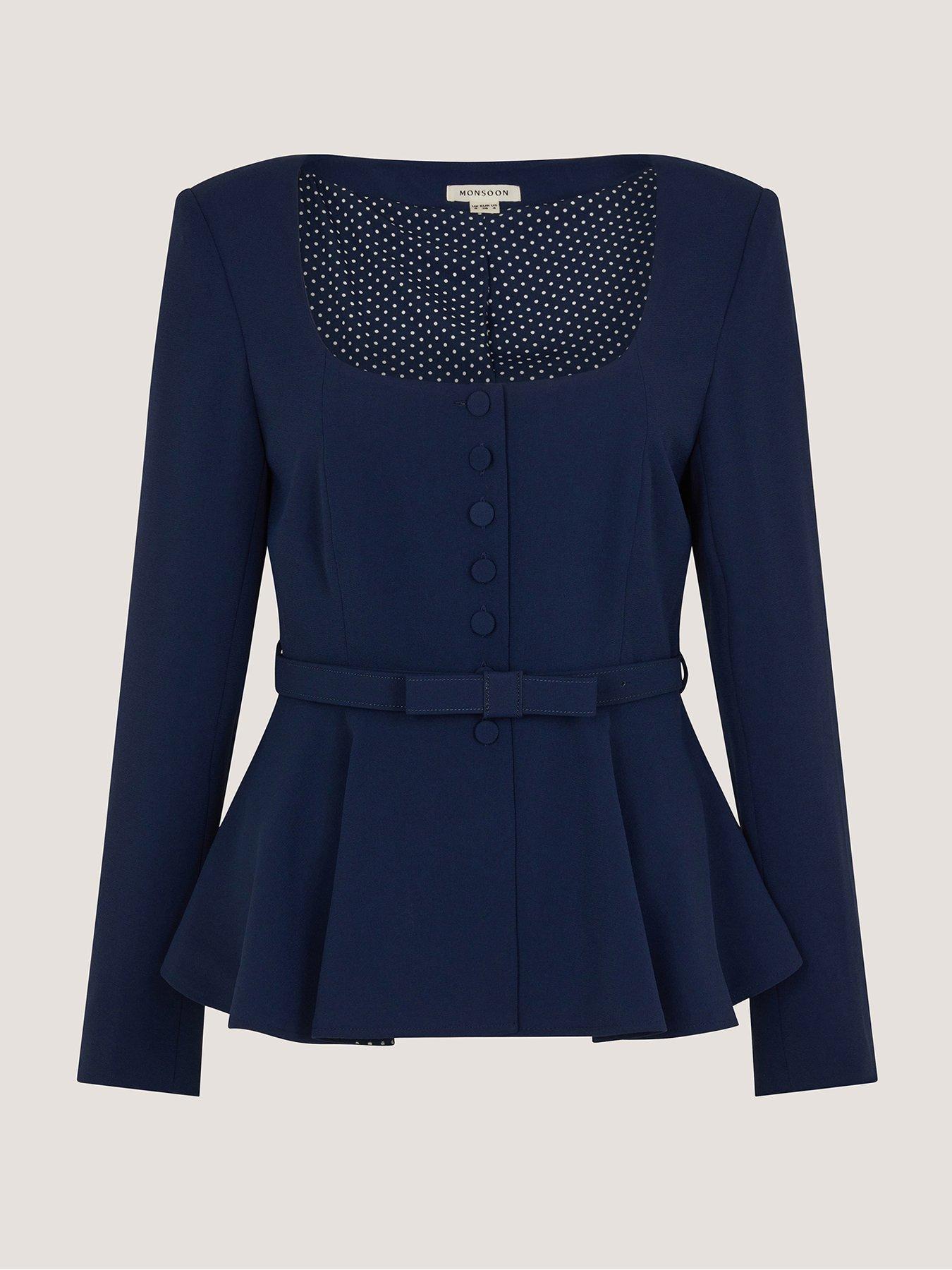 Image 4 of 5 of Monsoon Erin Peplum Jacket - Navy
