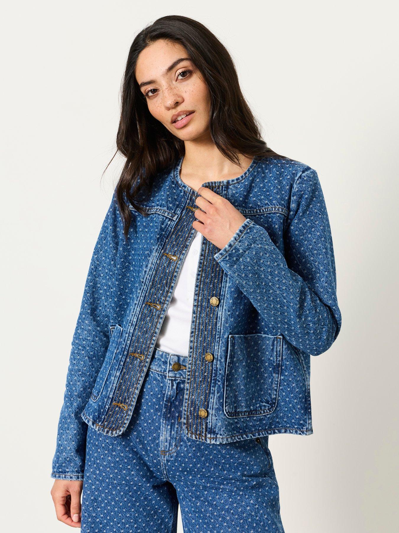 FatFace Maeve Denim Jacket, Blue, Size 14, Women