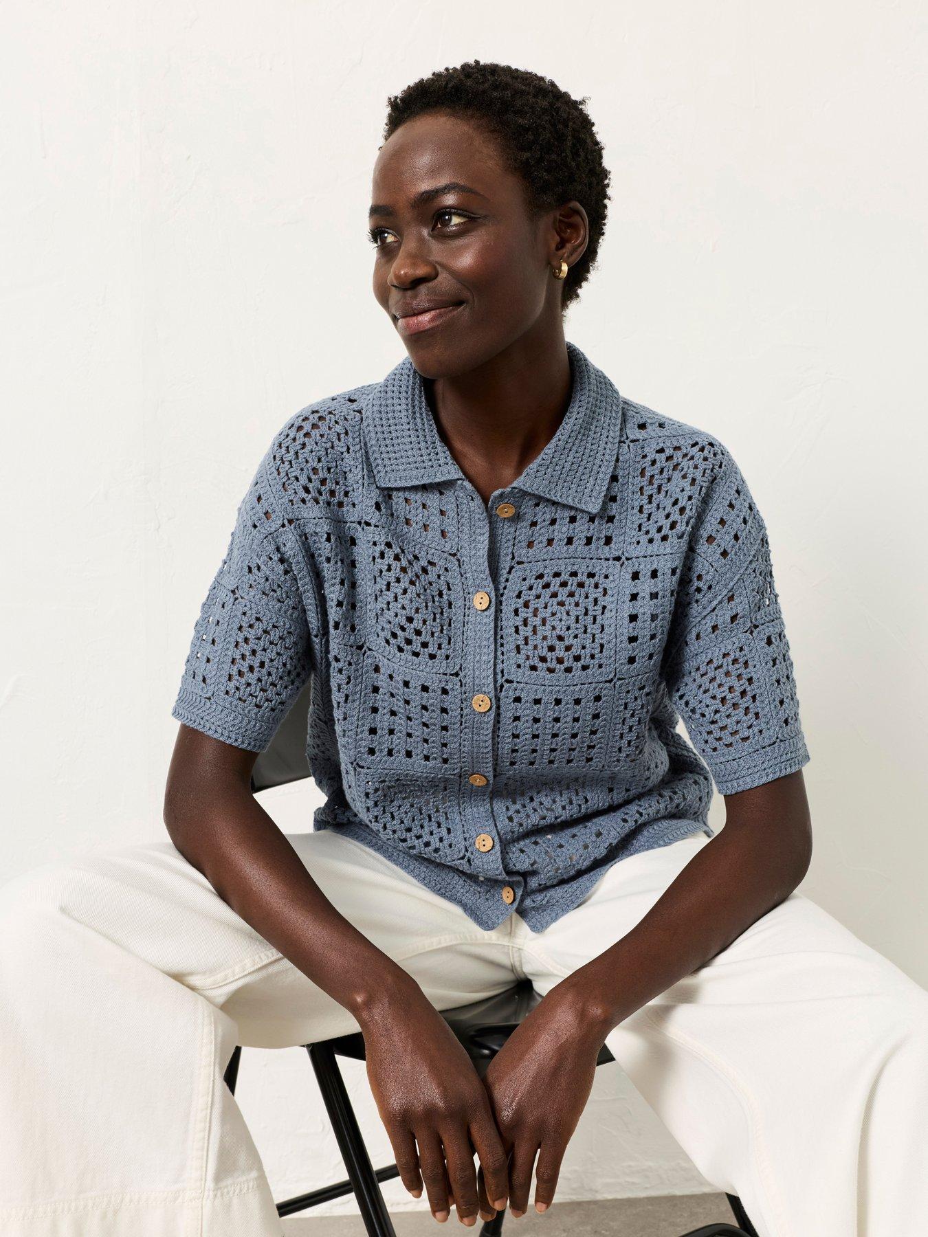 Fatface Astrid Crochet Shirt - Blue