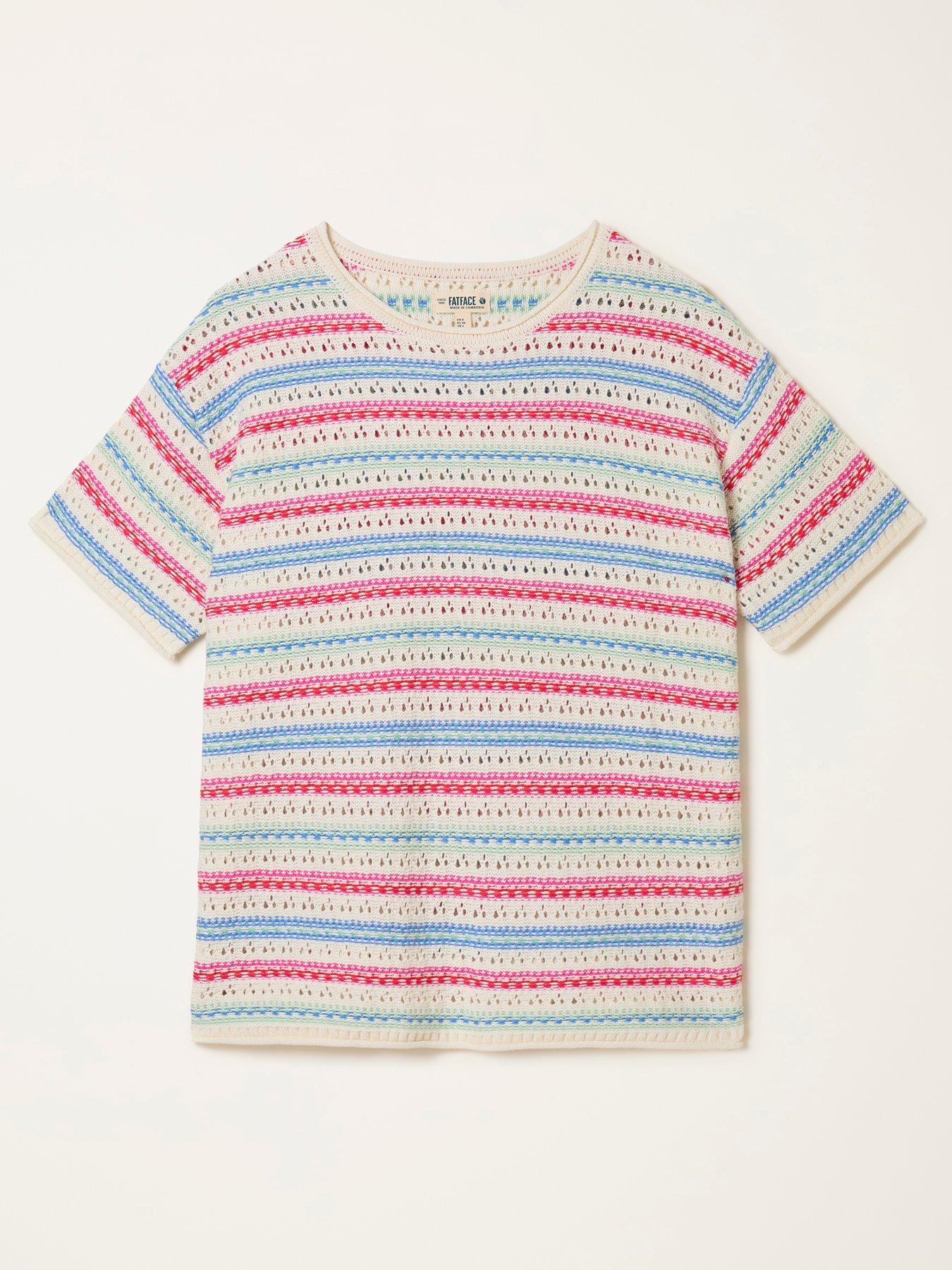 Image 5 of 5 of FatFace Flora Stripe Top - Ivory