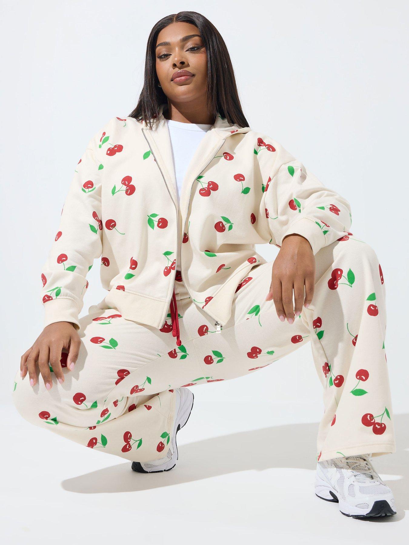 Yours Curve Cherry Zip Hoodie