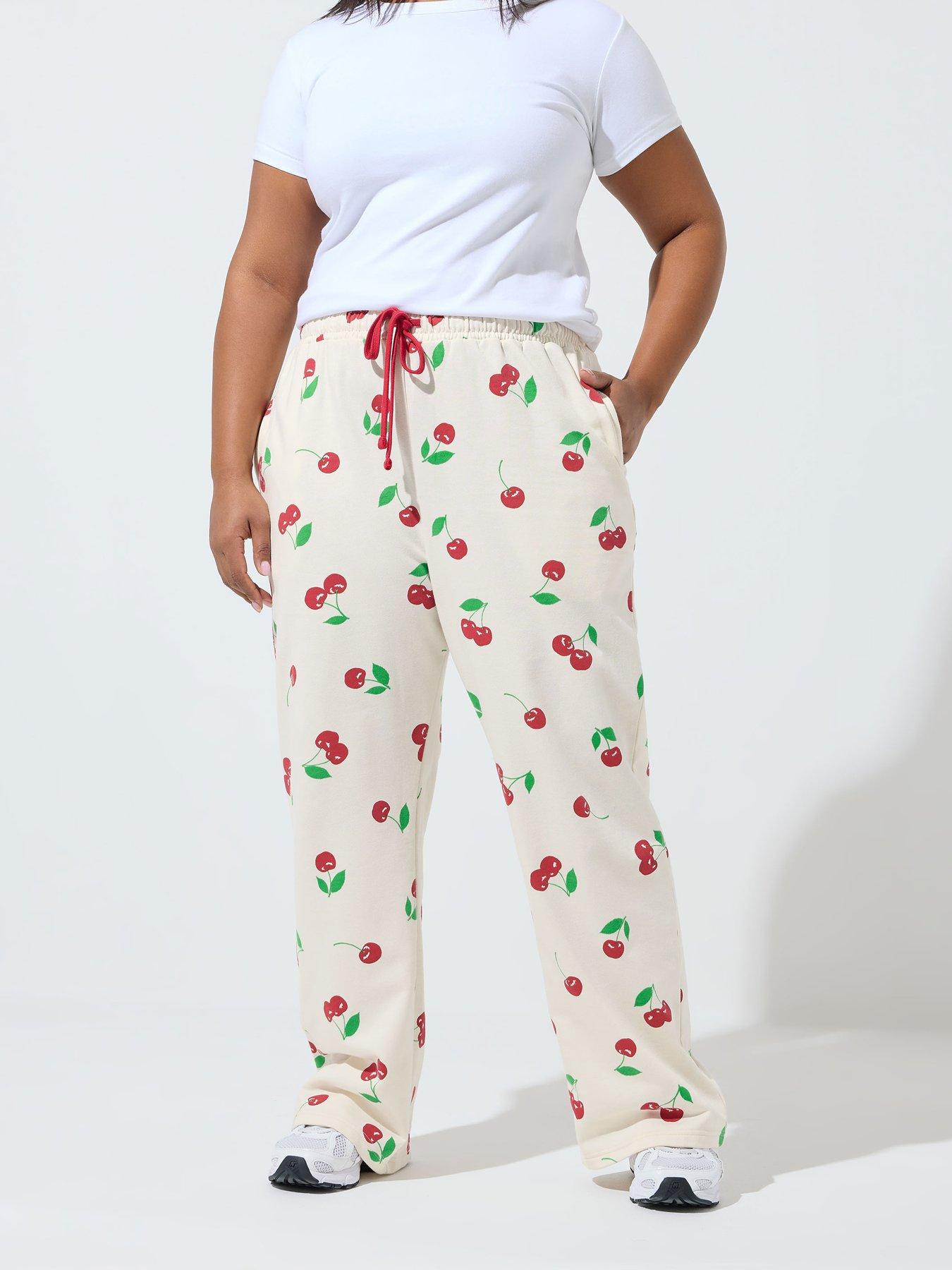 Yours Curve Cherry Straight Leg Joggers