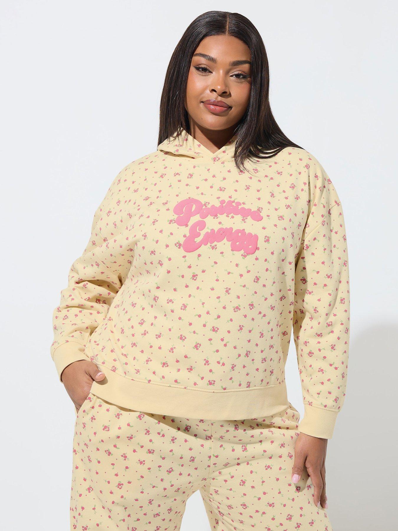 Yours Curve Ditsy Printed Hoodie