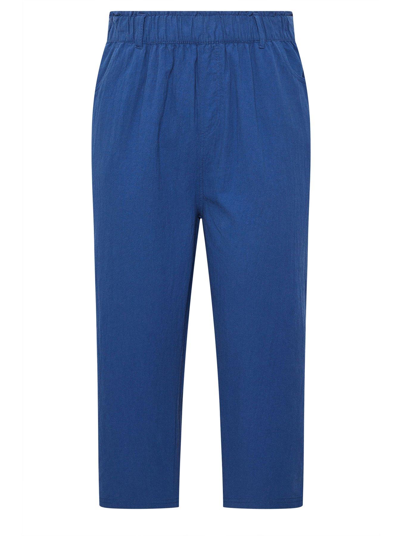 Image 5 of 5 of Yours Curve Cool Cotton Cropped Trouser - Blue