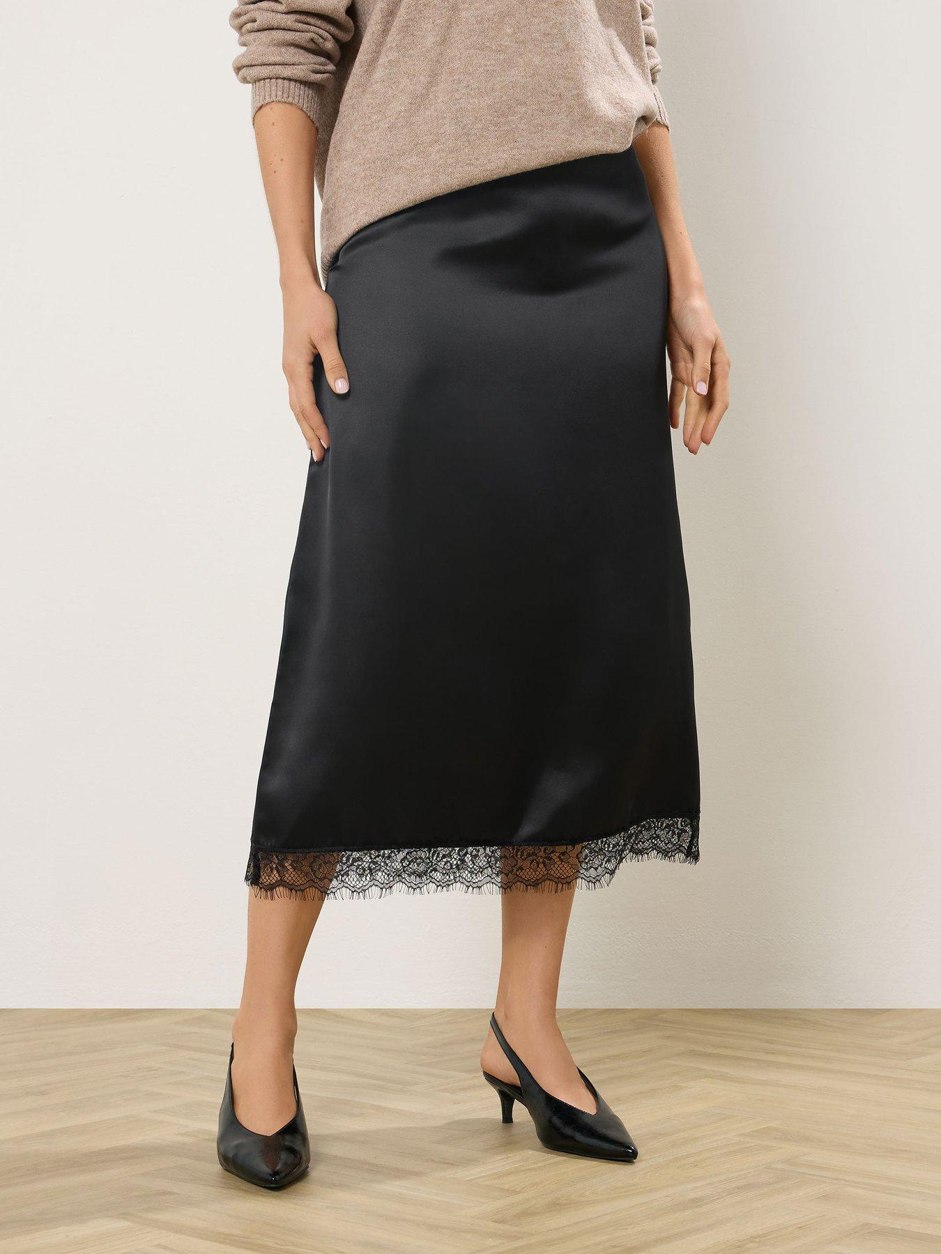 Long Tall Sally Tall Midaxi Lace Skirt - Black