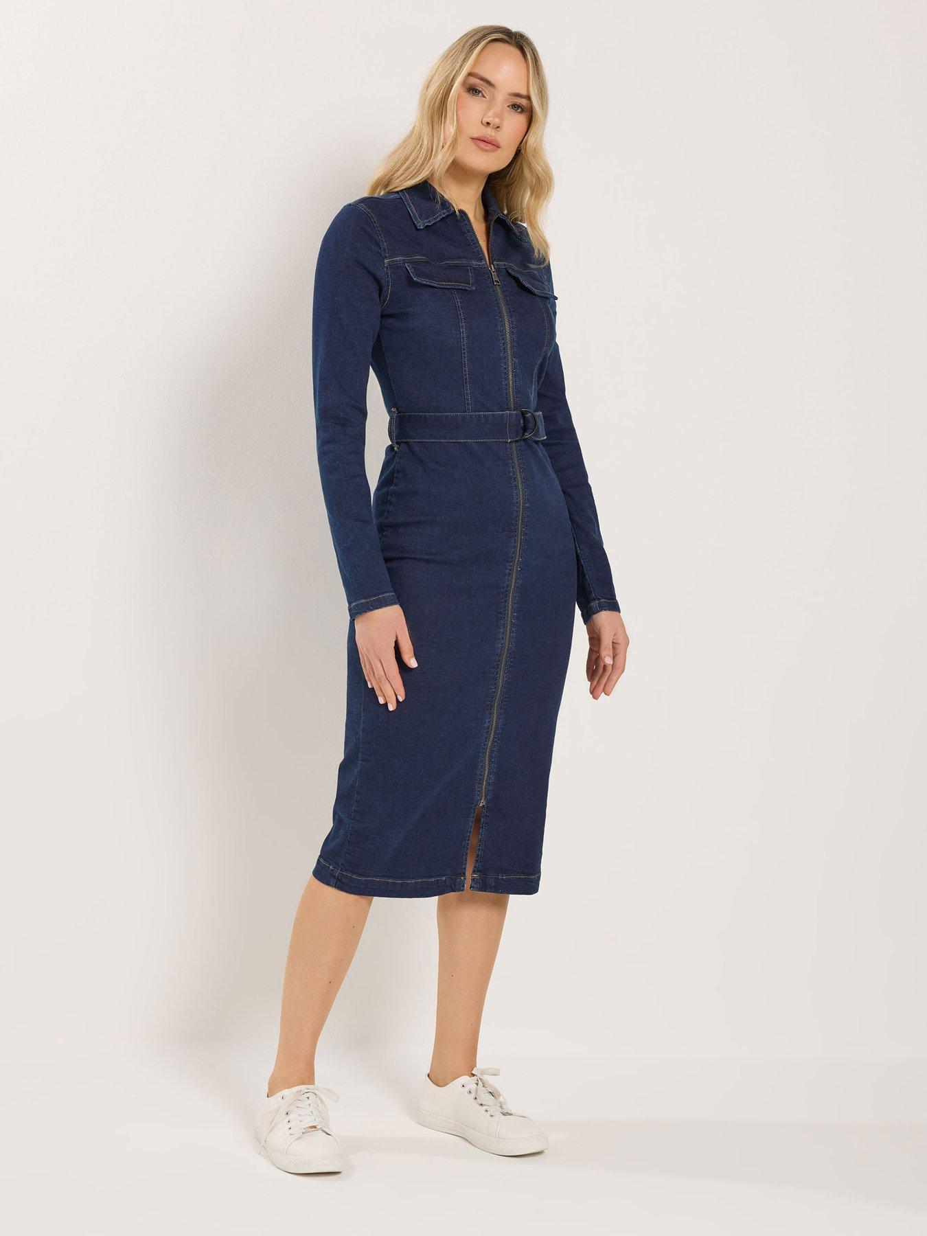 Long Tall Sally Tall Denim Zip Through Midi Dress
