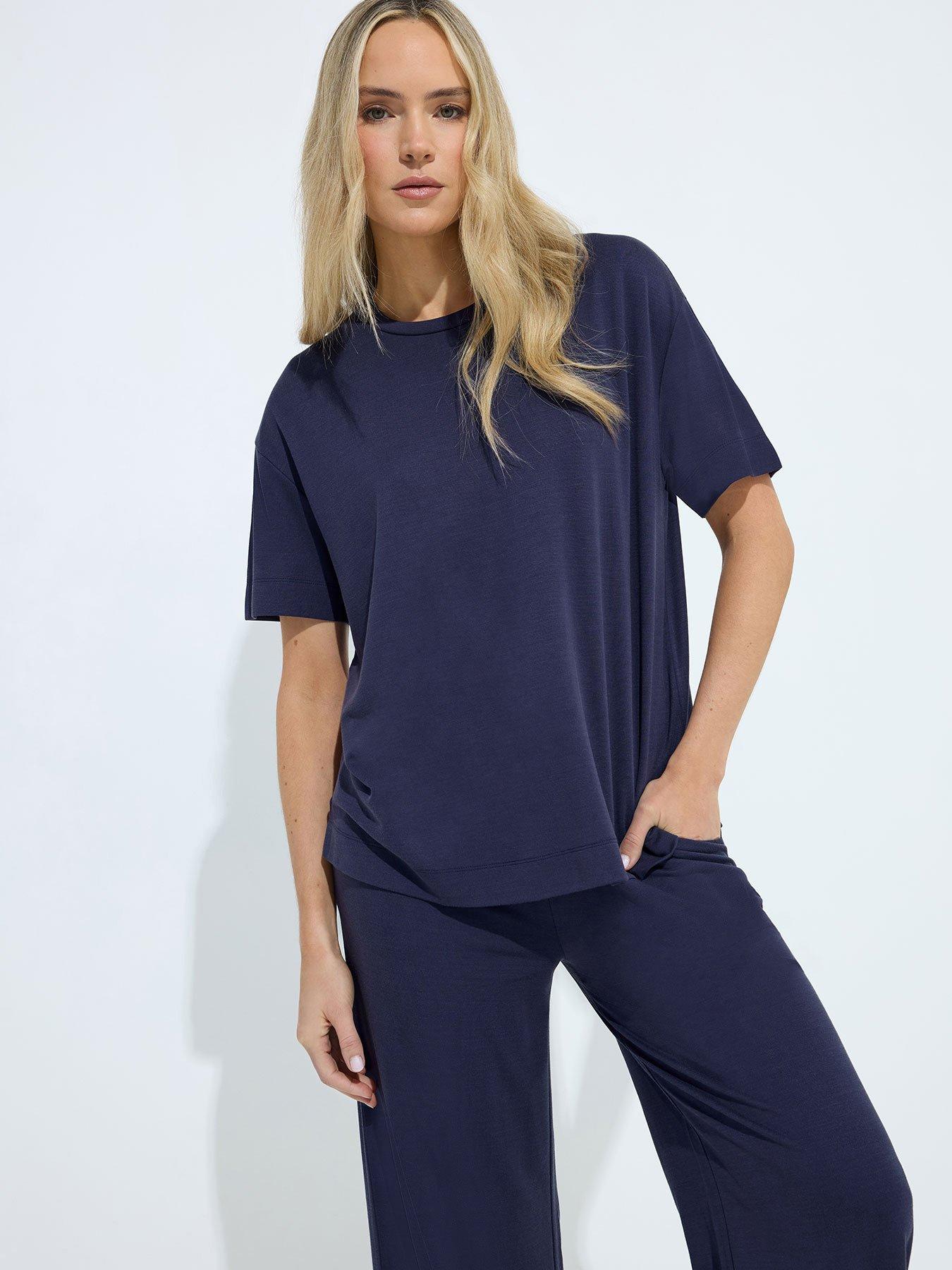 Long Tall Sally Premium Interlock Sweat T-Shirt - Blue