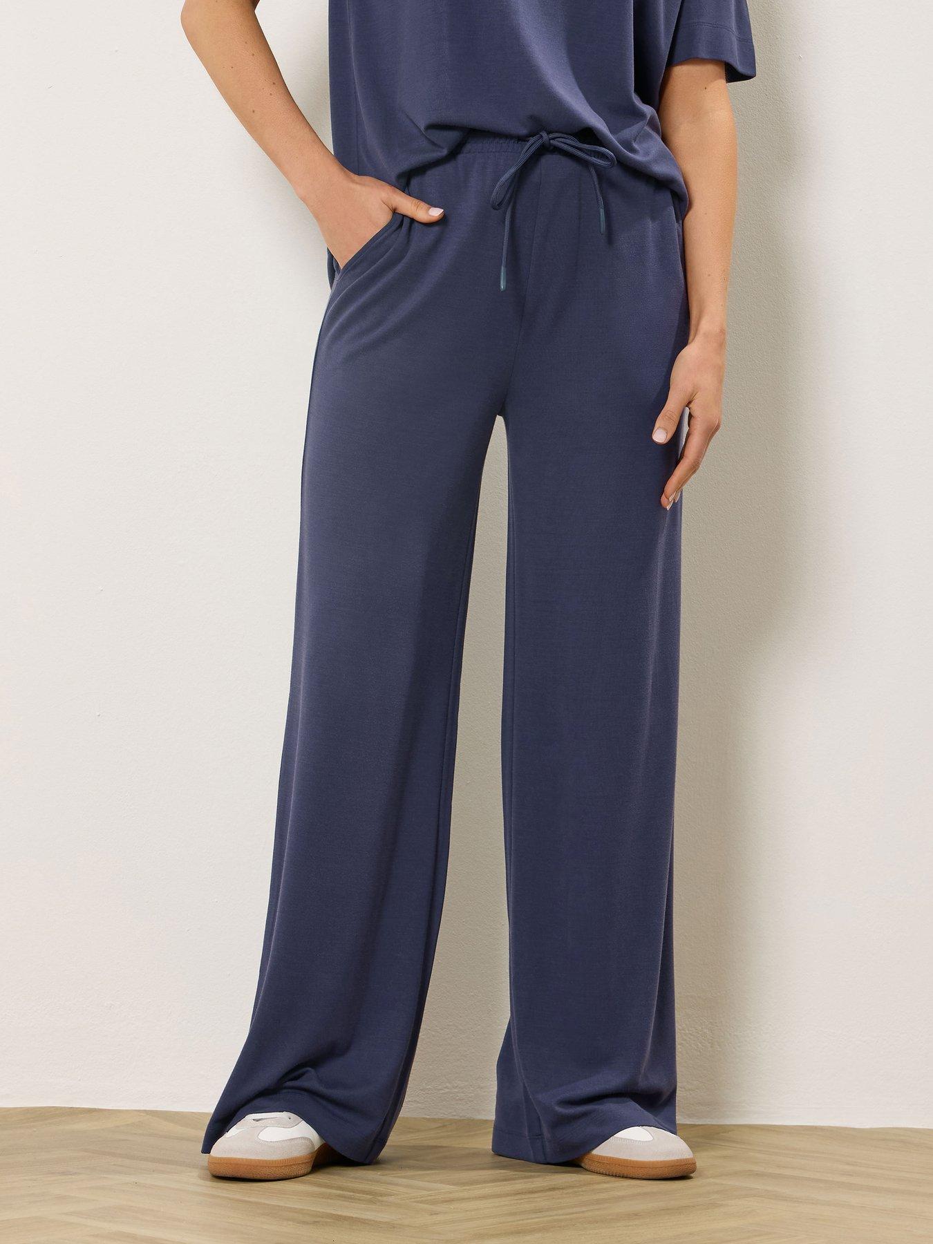 Long Tall Sally Premium Wide Leg Trousers 34" - Blue