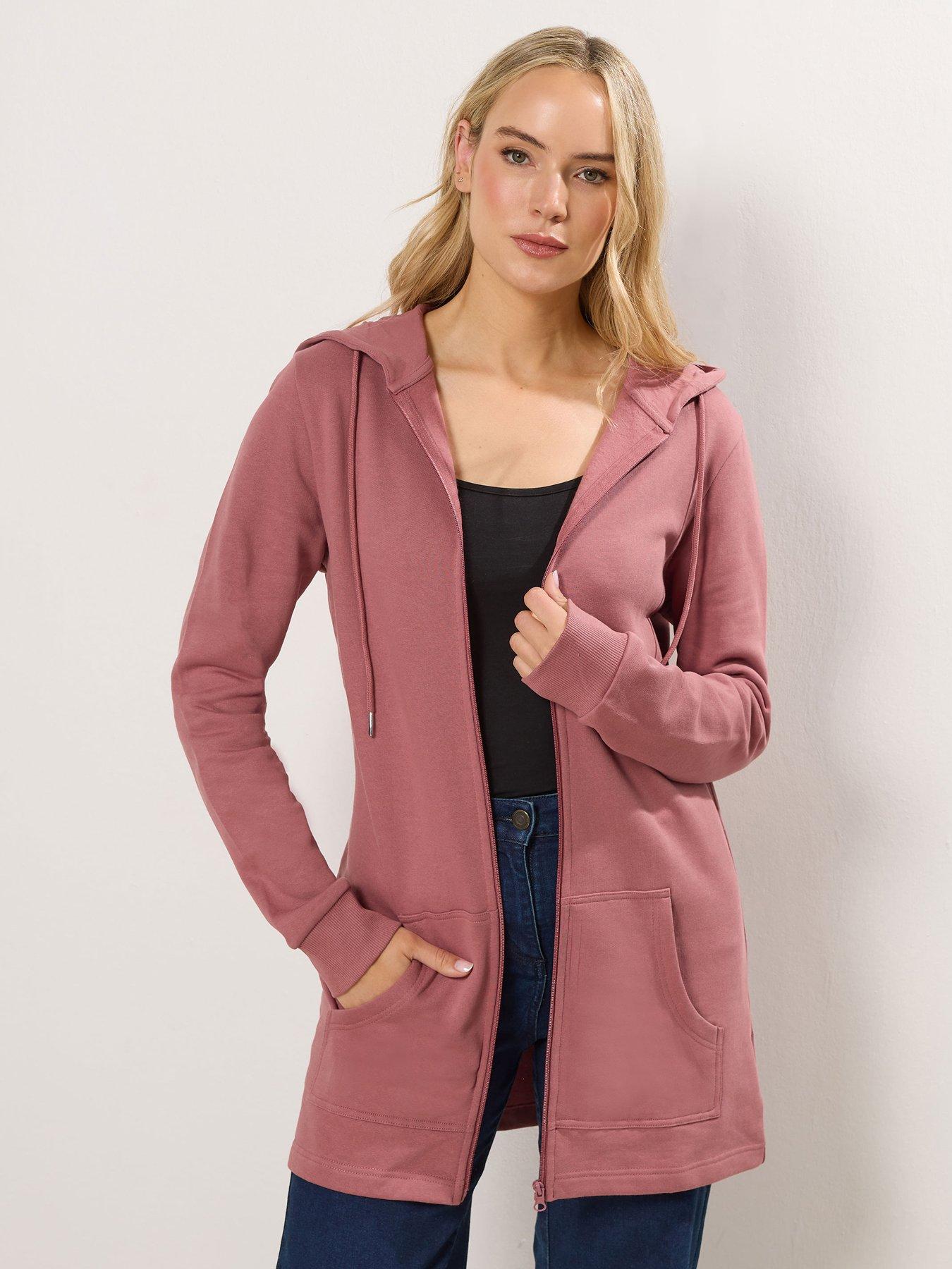 Long Tall Sally Longline Zip Through Hoodie - Pink