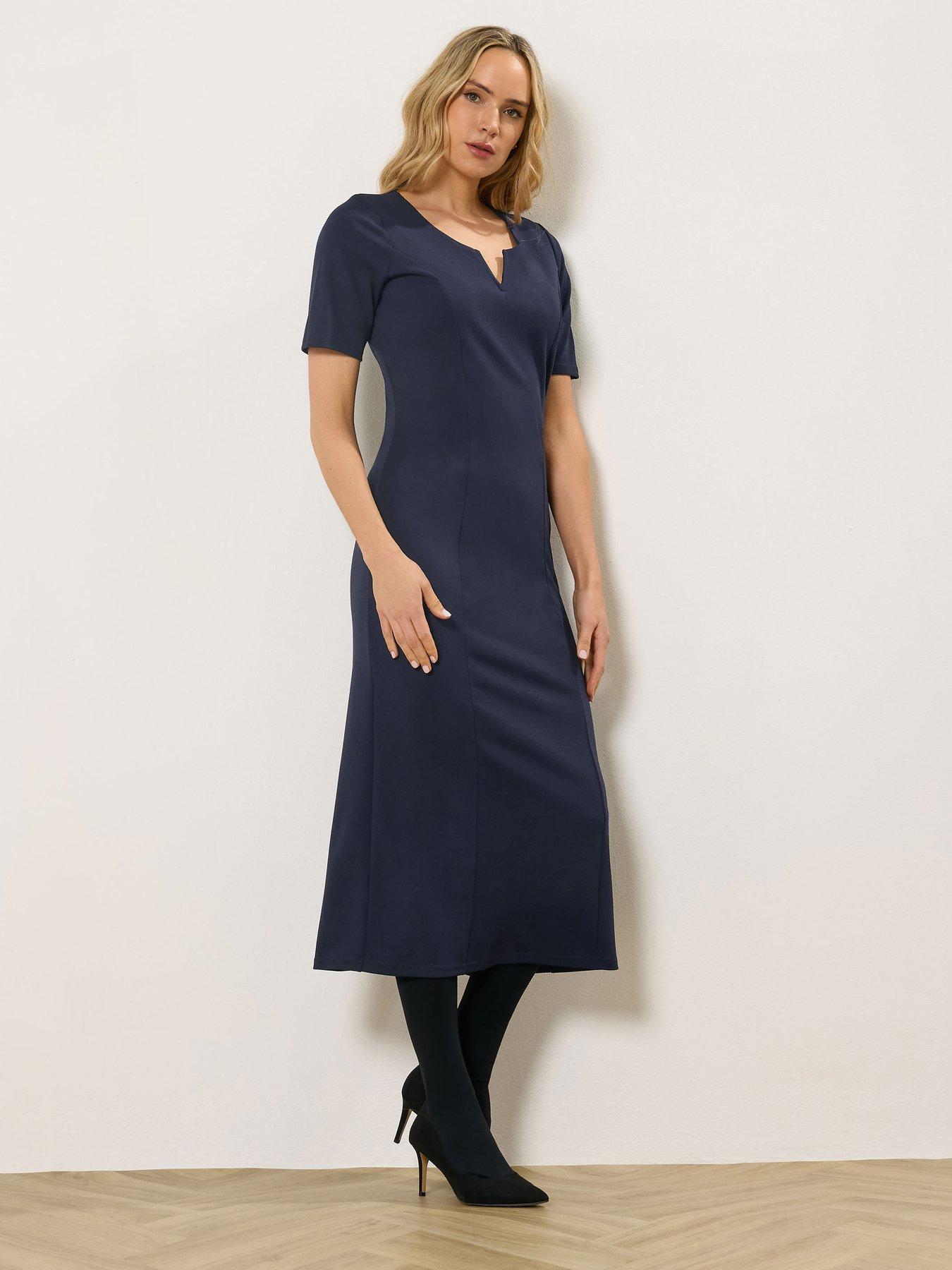 Long Tall Sally Notch Neck Midi Dress - Blue