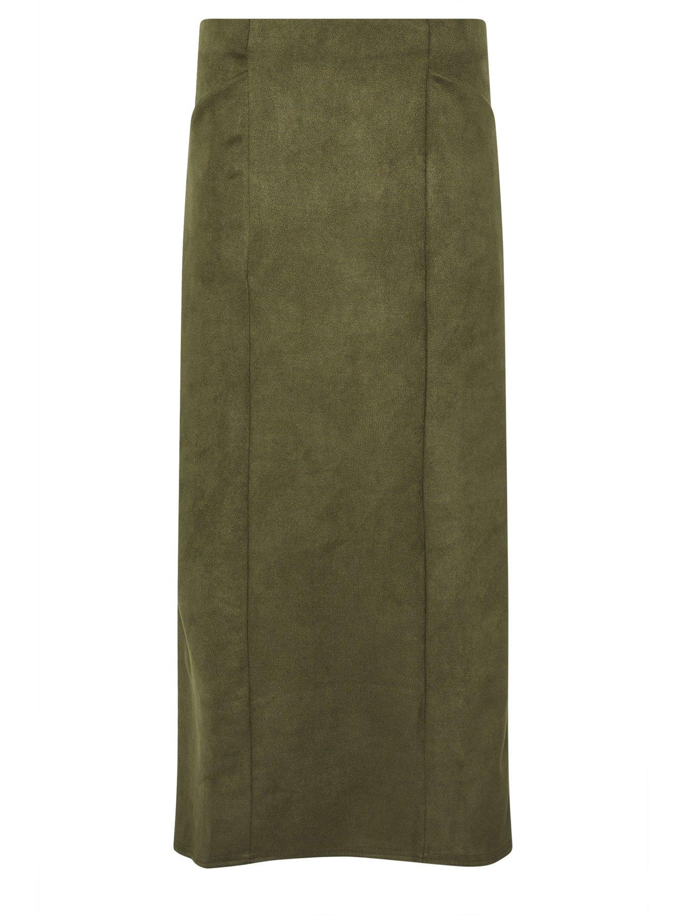 Image 5 of 5 of Long Tall Sally Suedette Midaxi Skirt - Green
