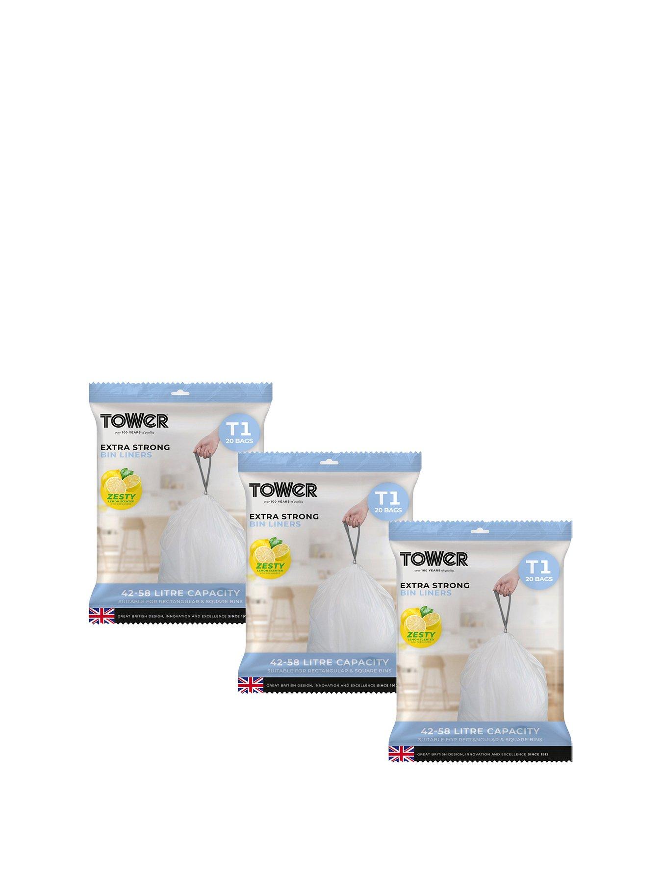 Tower Tower T878000 X 3 (60 Bags In Total) Designed To Perfectly Fit In The 42-58 Litre Tower Waste Bins