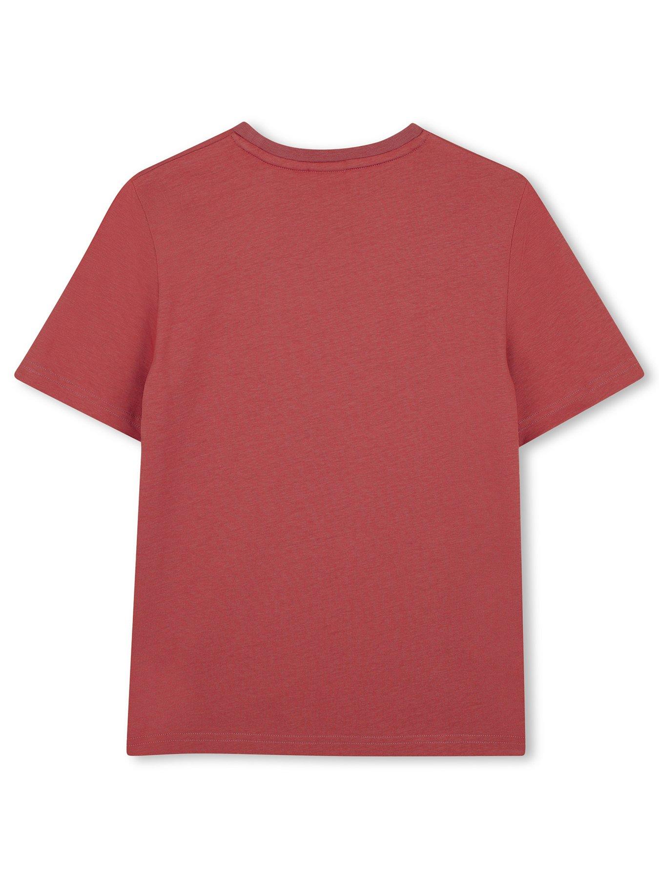 Image 2 of 3 of BOSS Boys Large Logo Short Sleeve T-shirt - Red