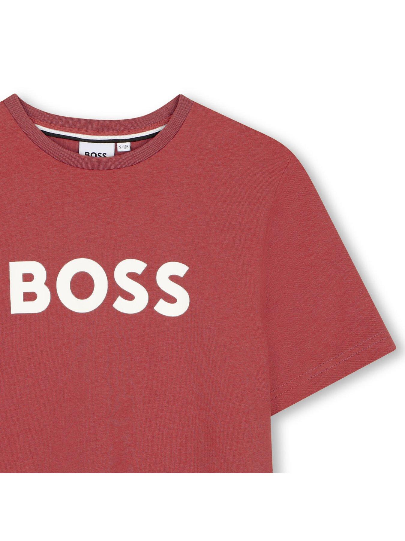 Image 3 of 3 of BOSS Boys Large Logo Short Sleeve T-shirt - Red