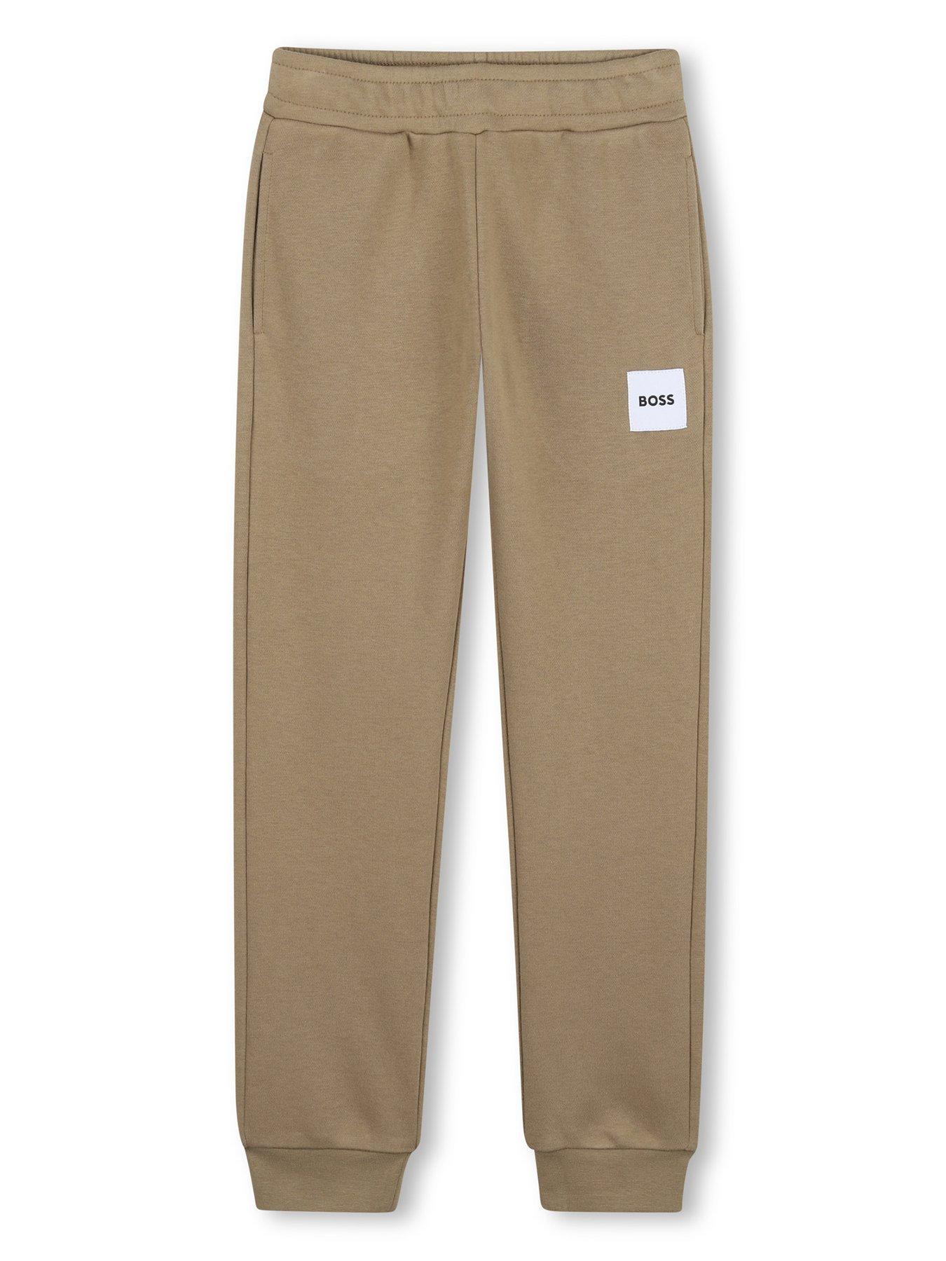 BOSS Boys Logo Jogging Bottoms, Beige, Size 8 Years