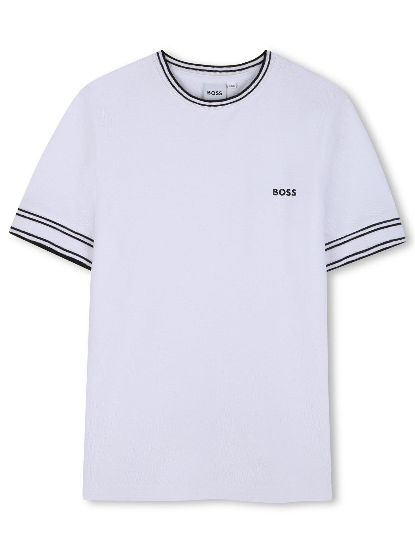 BOSS Boys Tipped Short Sleeve T-shirt - White
