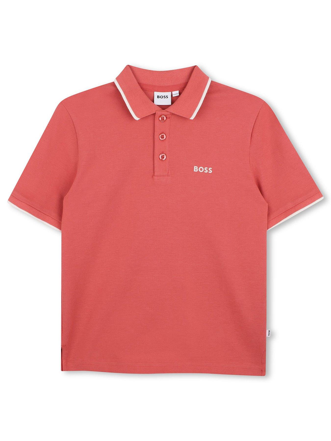 BOSS Boys Short Sleeve Polo Shirt - Red