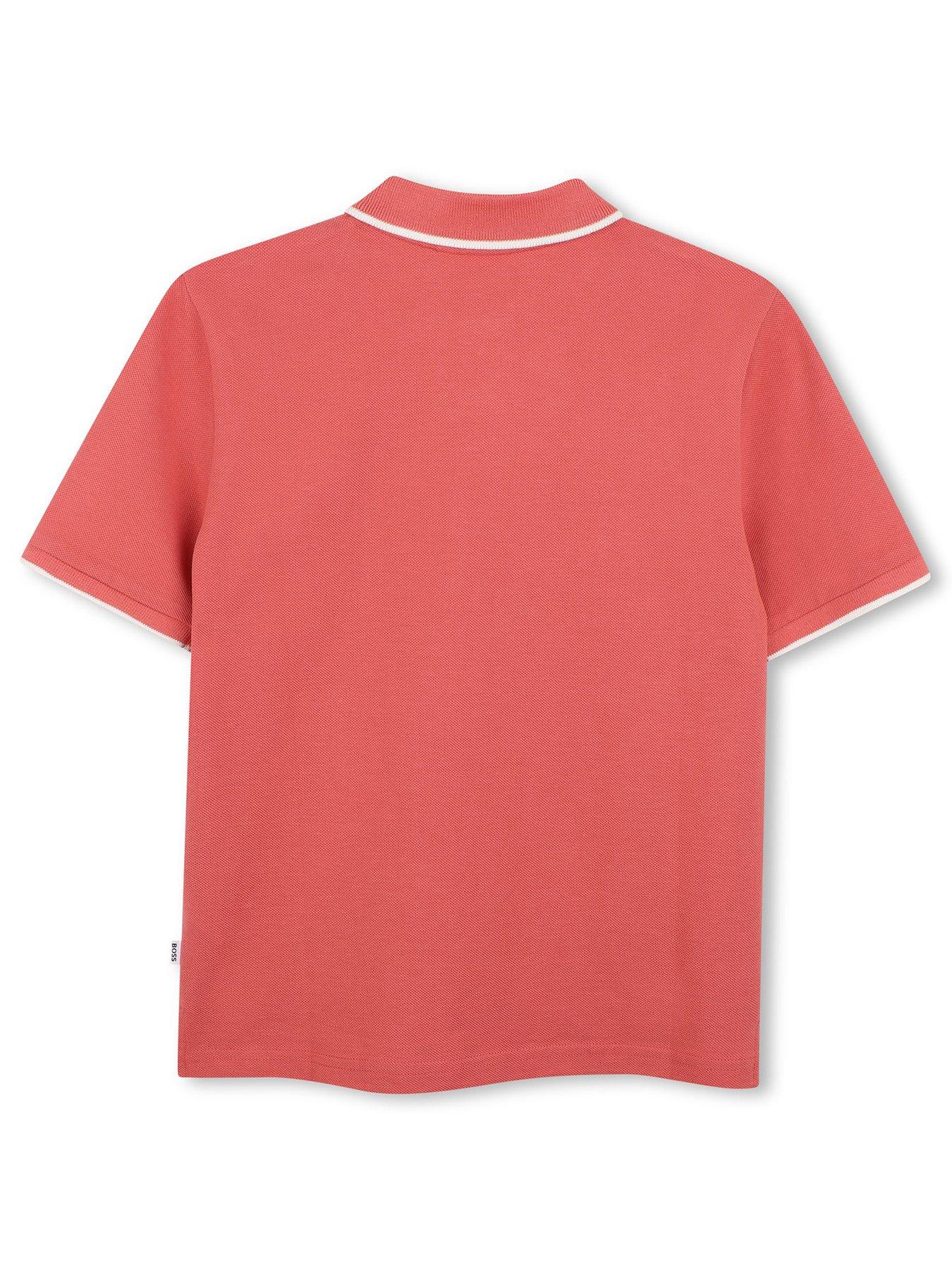 Image 2 of 3 of BOSS Boys Short Sleeve Polo Shirt - Red
