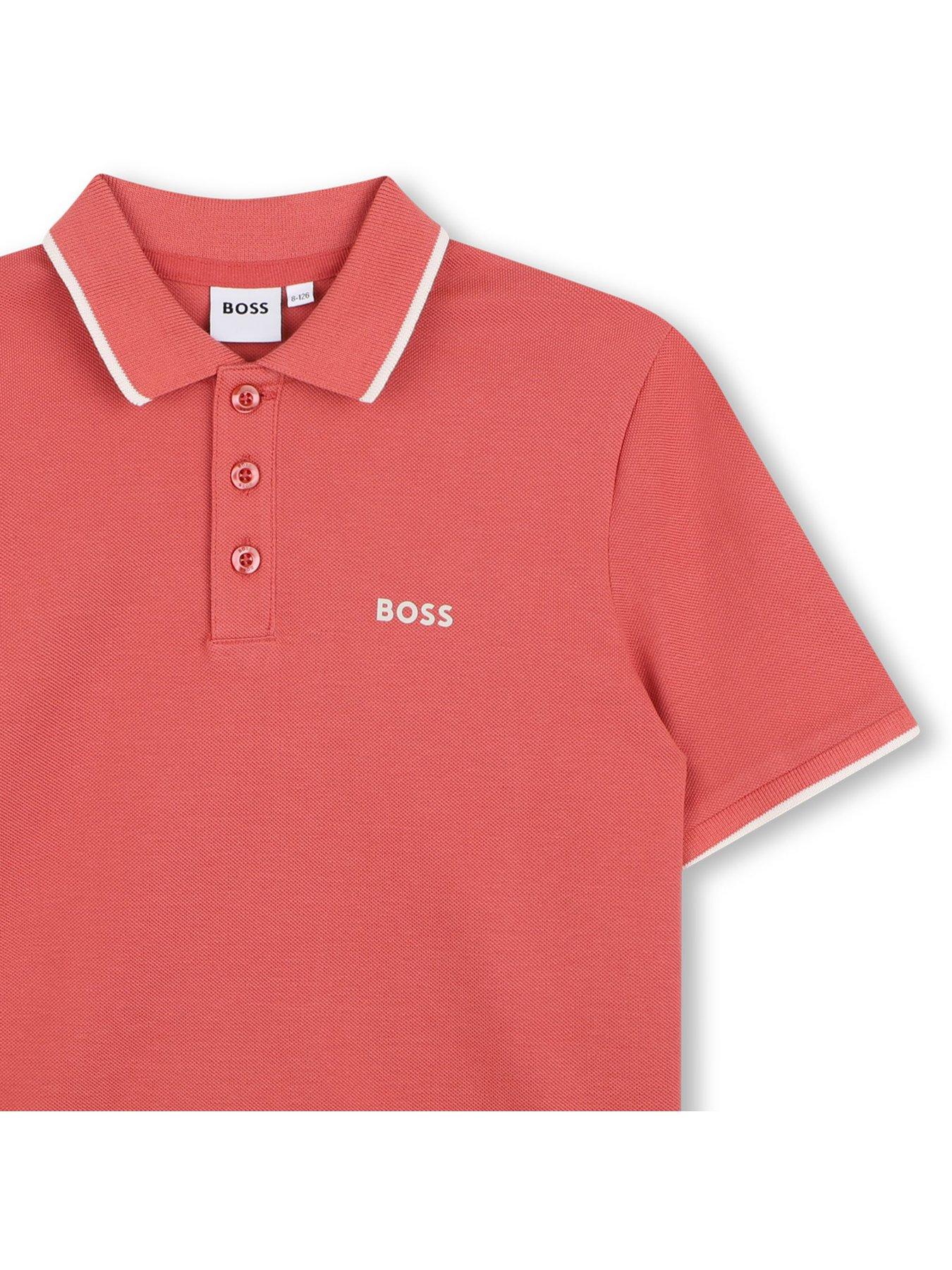Image 3 of 3 of BOSS Boys Short Sleeve Polo Shirt - Red