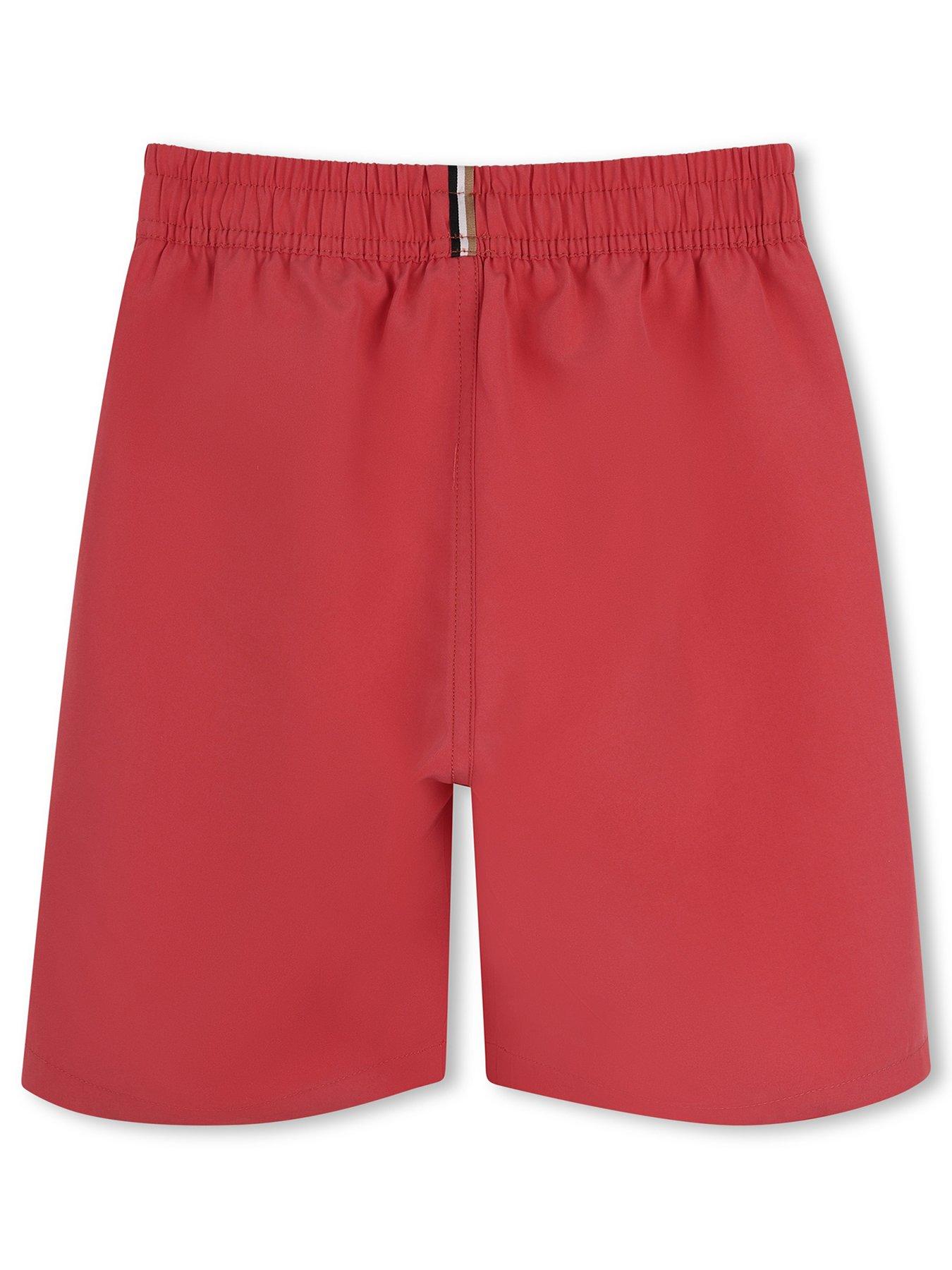 Image 2 of 3 of BOSS Boys Logo Swim Shorts - Red