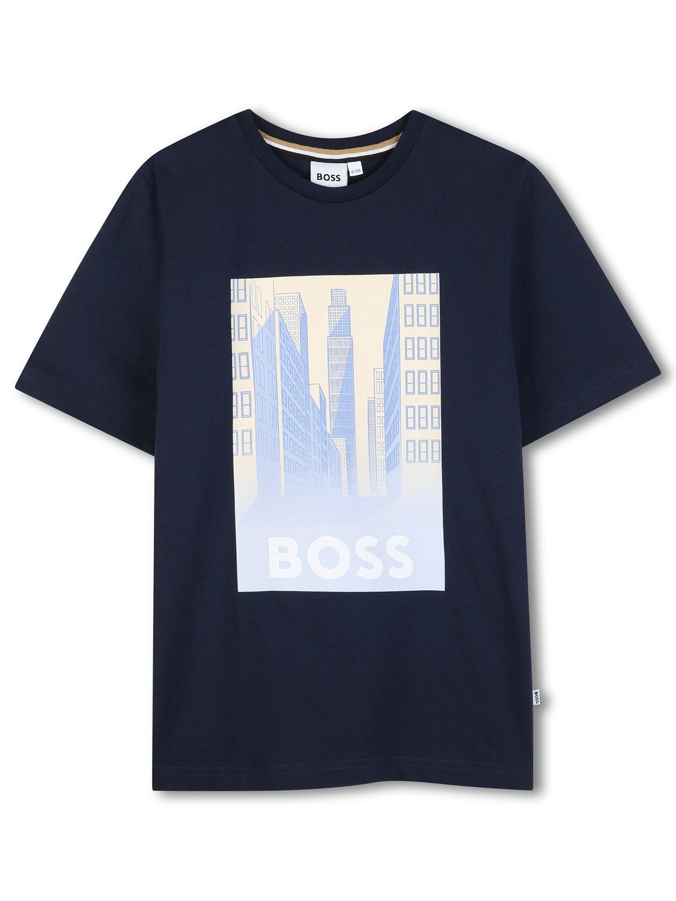 BOSS Boys City Logo Short Sleeve T-shirt - Navy