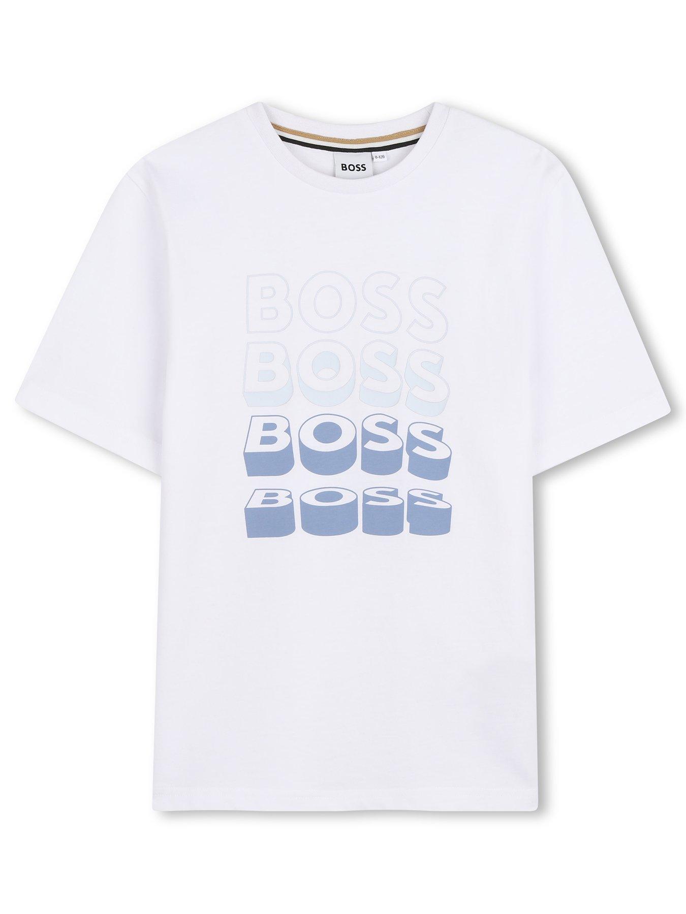 BOSS Boys Multi Logo Short Sleeve T-Shirt - White