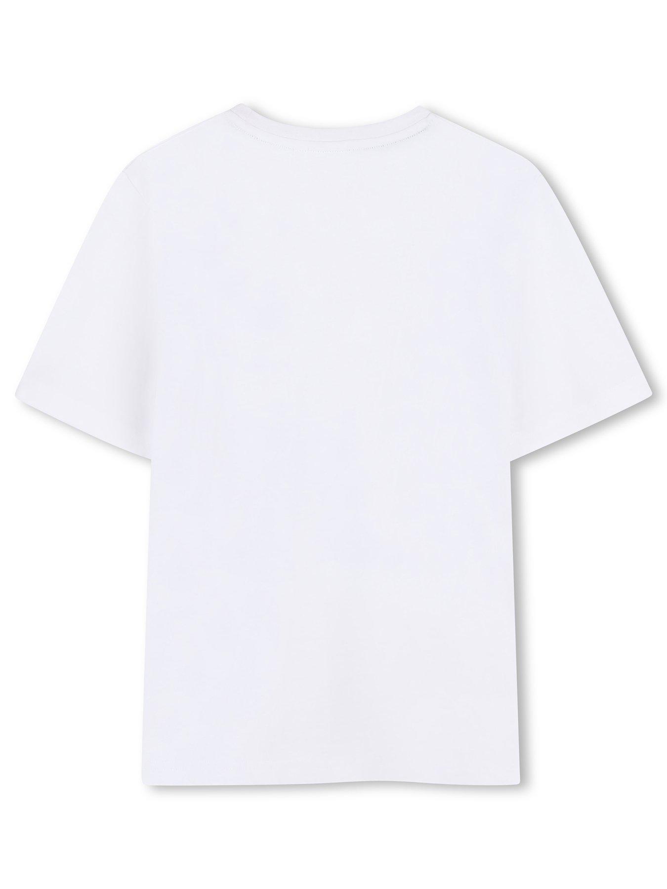 Image 2 of 3 of BOSS Boys Multi Logo Short Sleeve T-Shirt - White