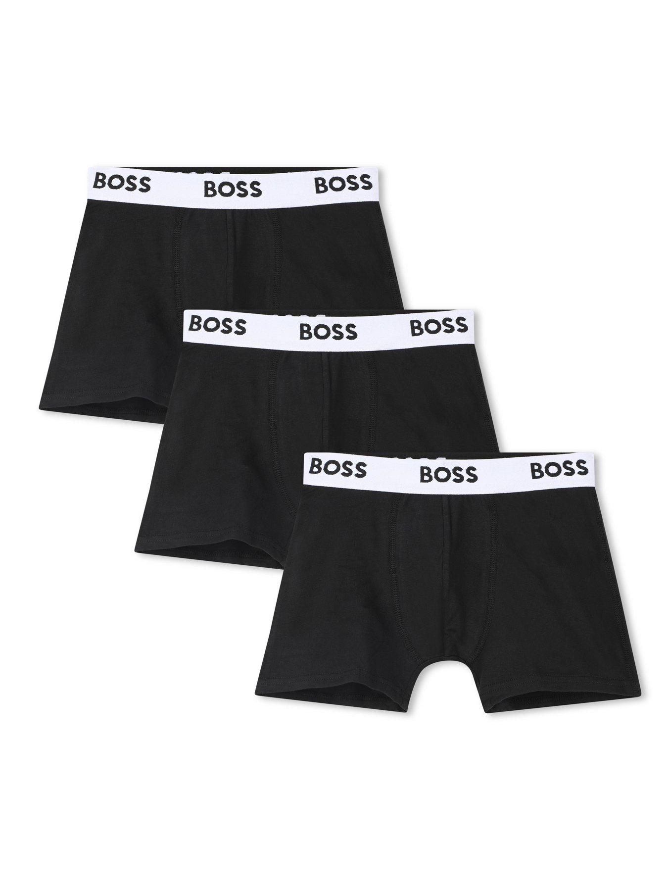 BOSS Boys 3 Pack Boxer Shorts - Black