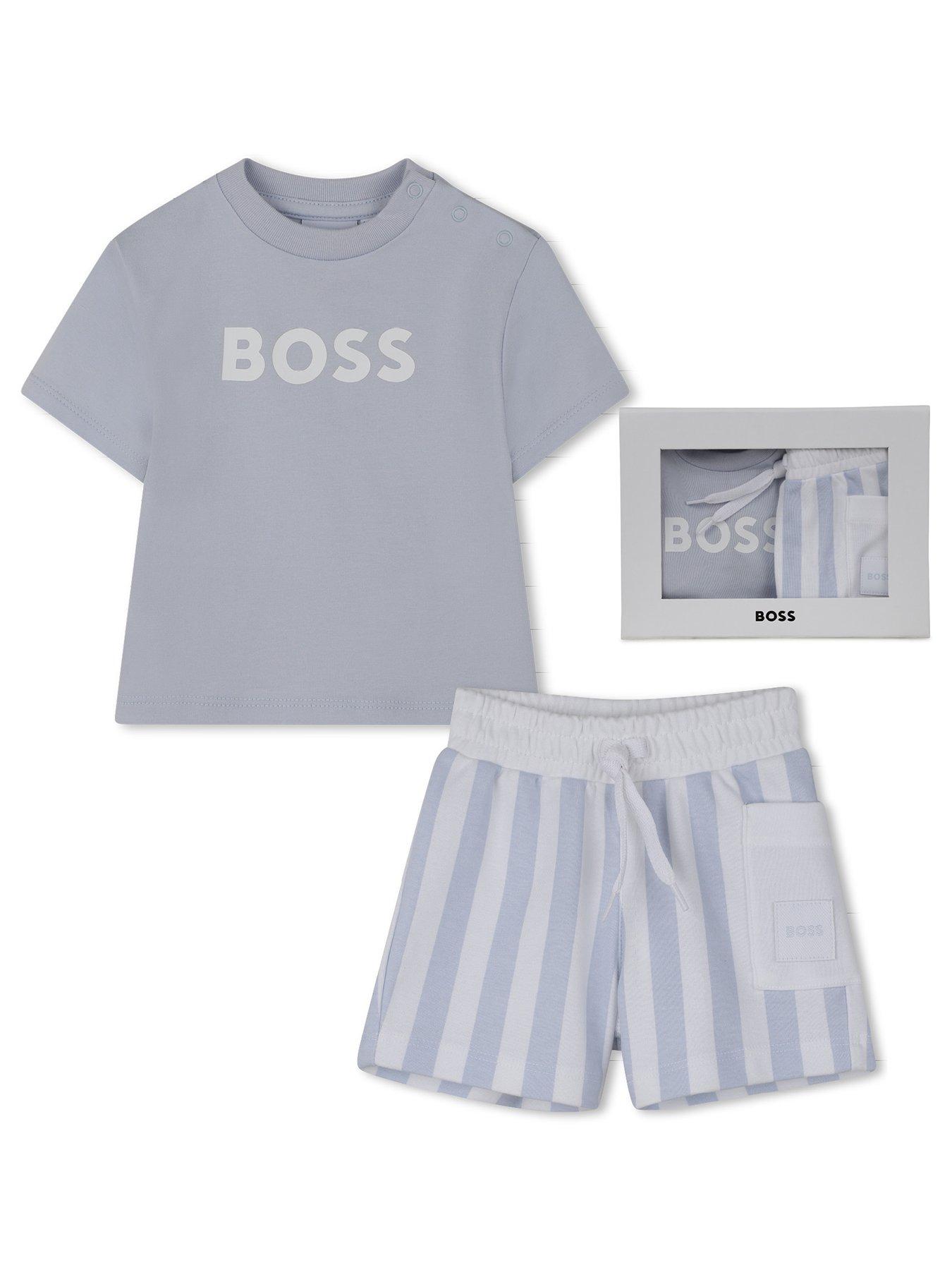 BOSS Newborn Baby Boys Logo T-shirt And Short Set - Light Blue