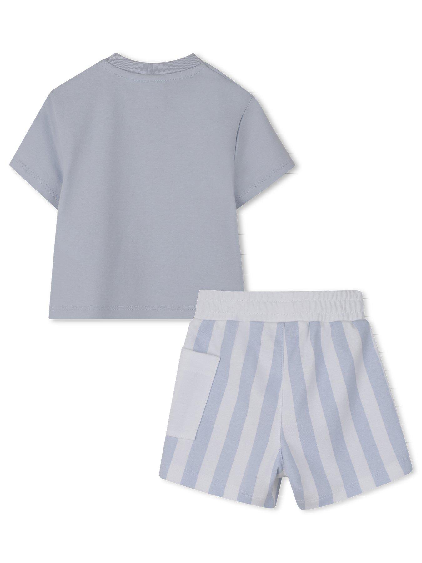 Image 2 of 6 of BOSS Newborn Baby Boys Logo T-shirt And Short Set - Light Blue