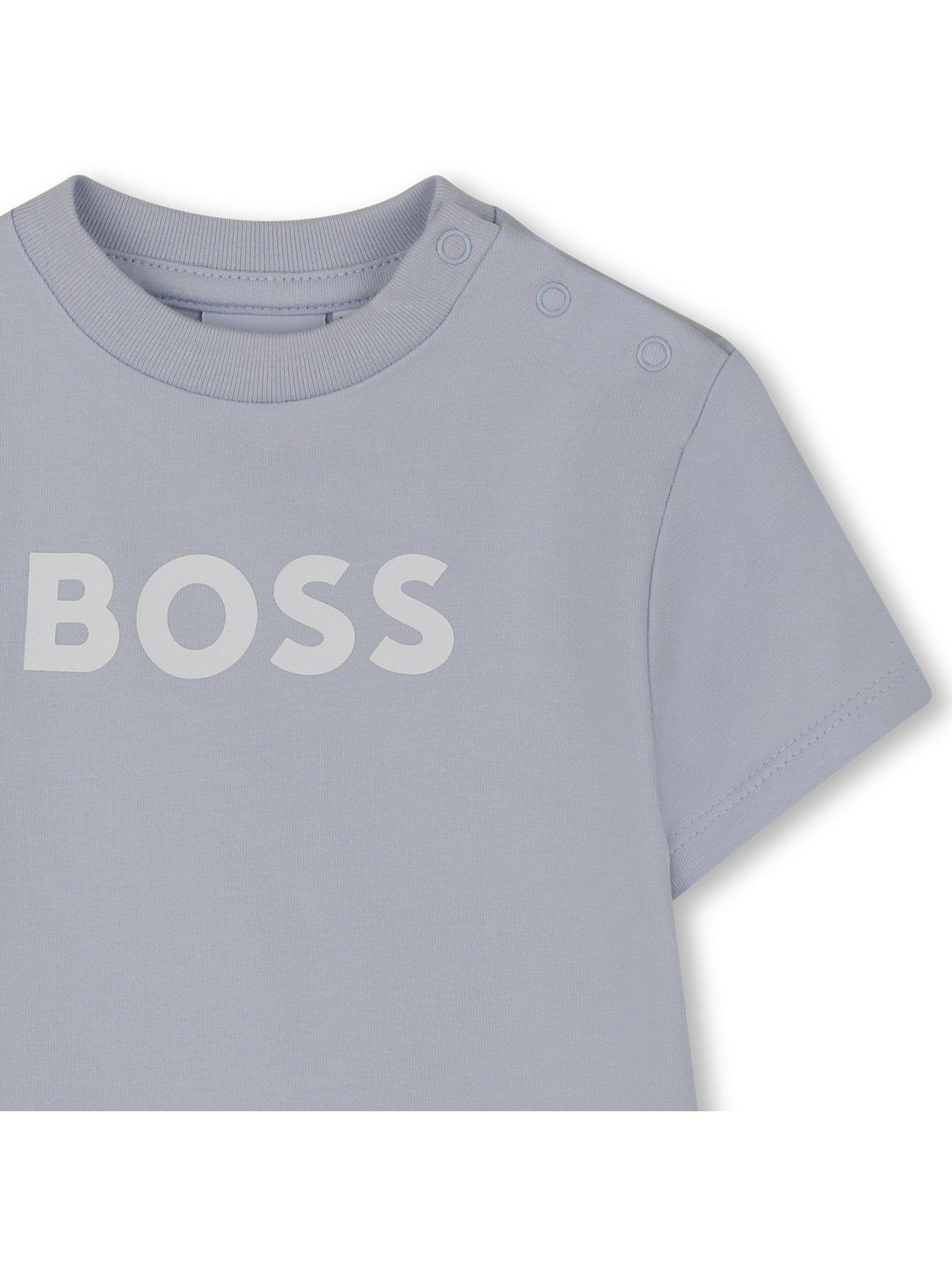Image 5 of 6 of BOSS Newborn Baby Boys Logo T-shirt And Short Set - Light Blue