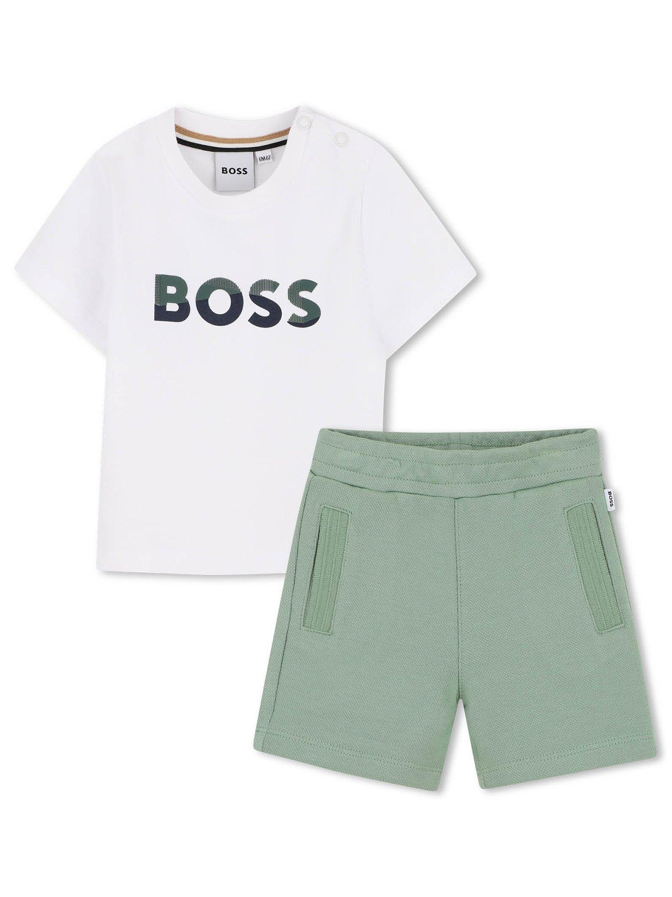 BOSS Baby Boys Logo T-shirt And Short Set, Green, Size 2 Years