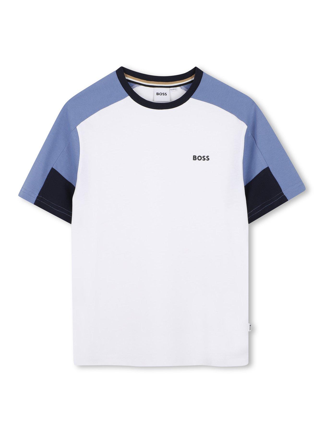 Image 3 of 6 of BOSS Boys Colour Block T-shirt And Short Set - Navy