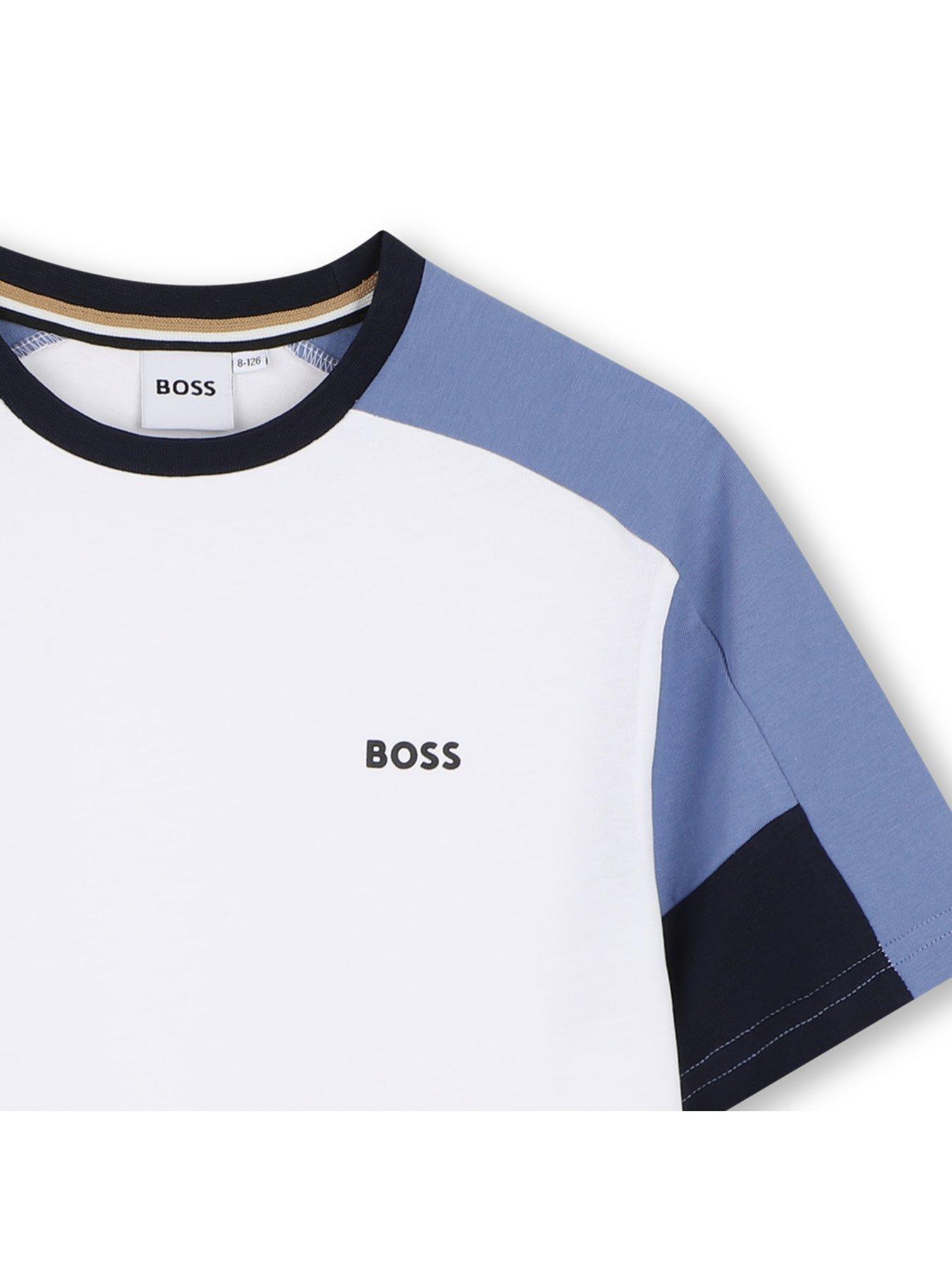 Image 6 of 6 of BOSS Boys Colour Block T-shirt And Short Set - Navy