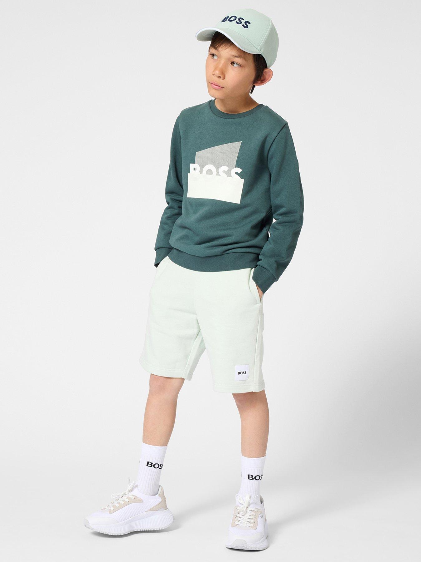 BOSS Boys Graphic Logo Sweat Top, Green, Size 16 Years
