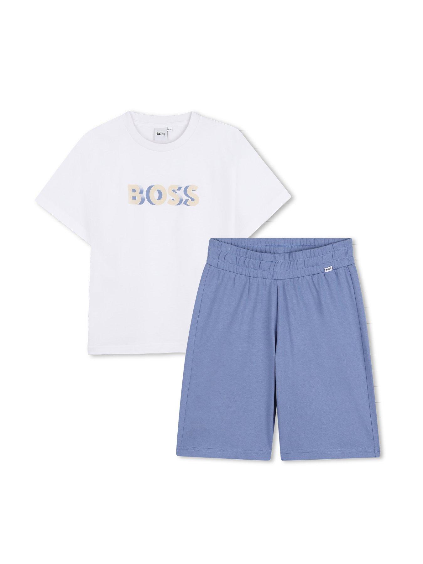 BOSS Boys Logo T-shirt And Short Set - White